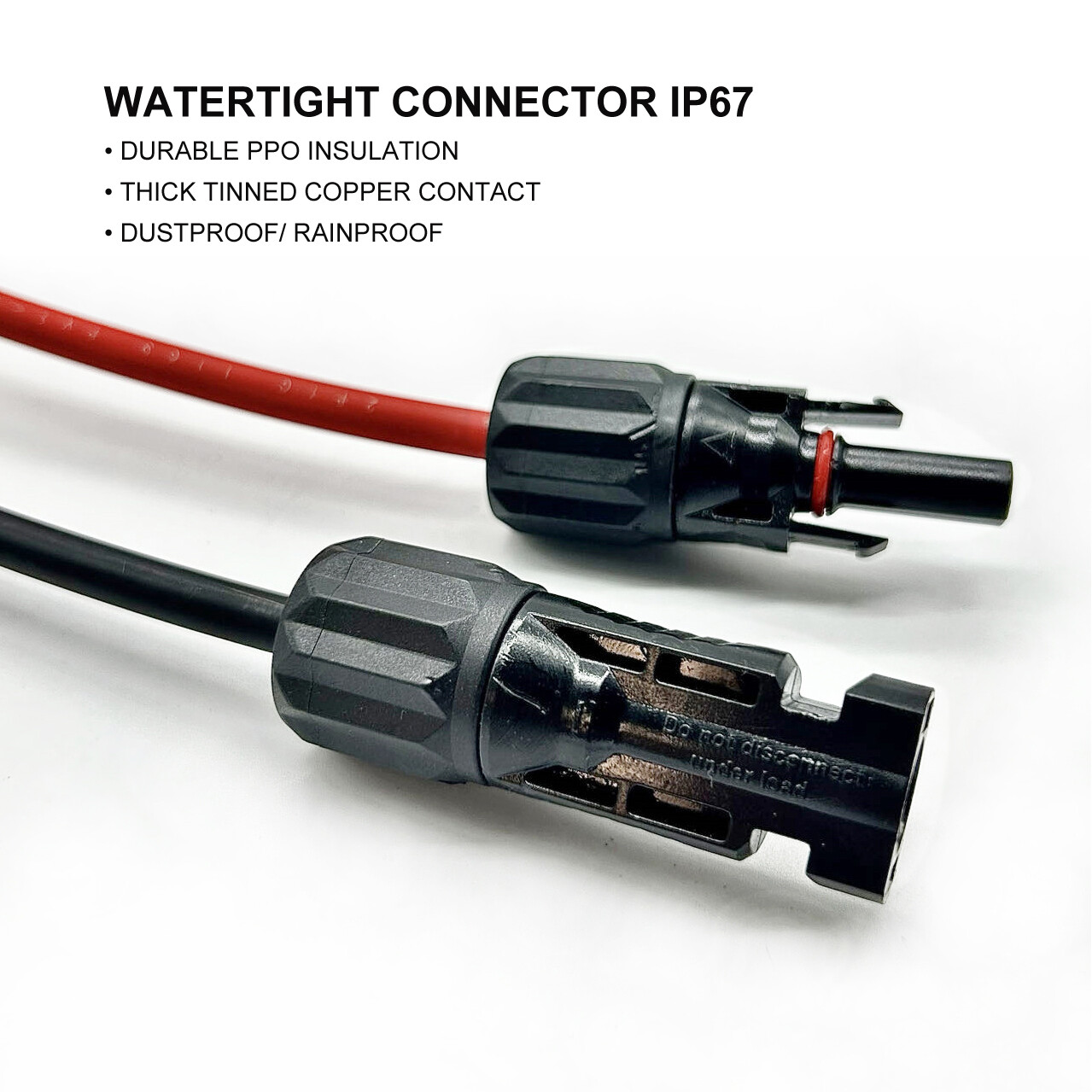 Pair 10 AWG Solar Panel Extension Cable Wire Connector + 2 Pairs Connectors