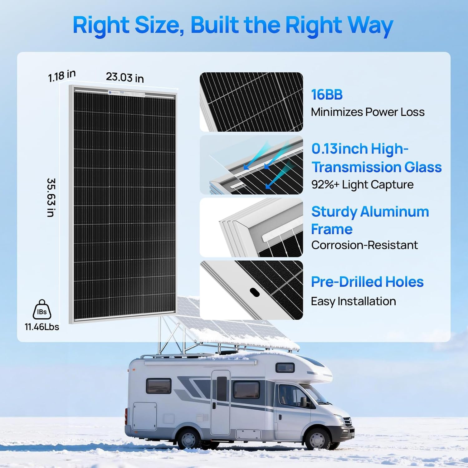 400W Solar Panels 4Pcs 100 Watt 18V Monocrystalline Solar Panel Module for off G
