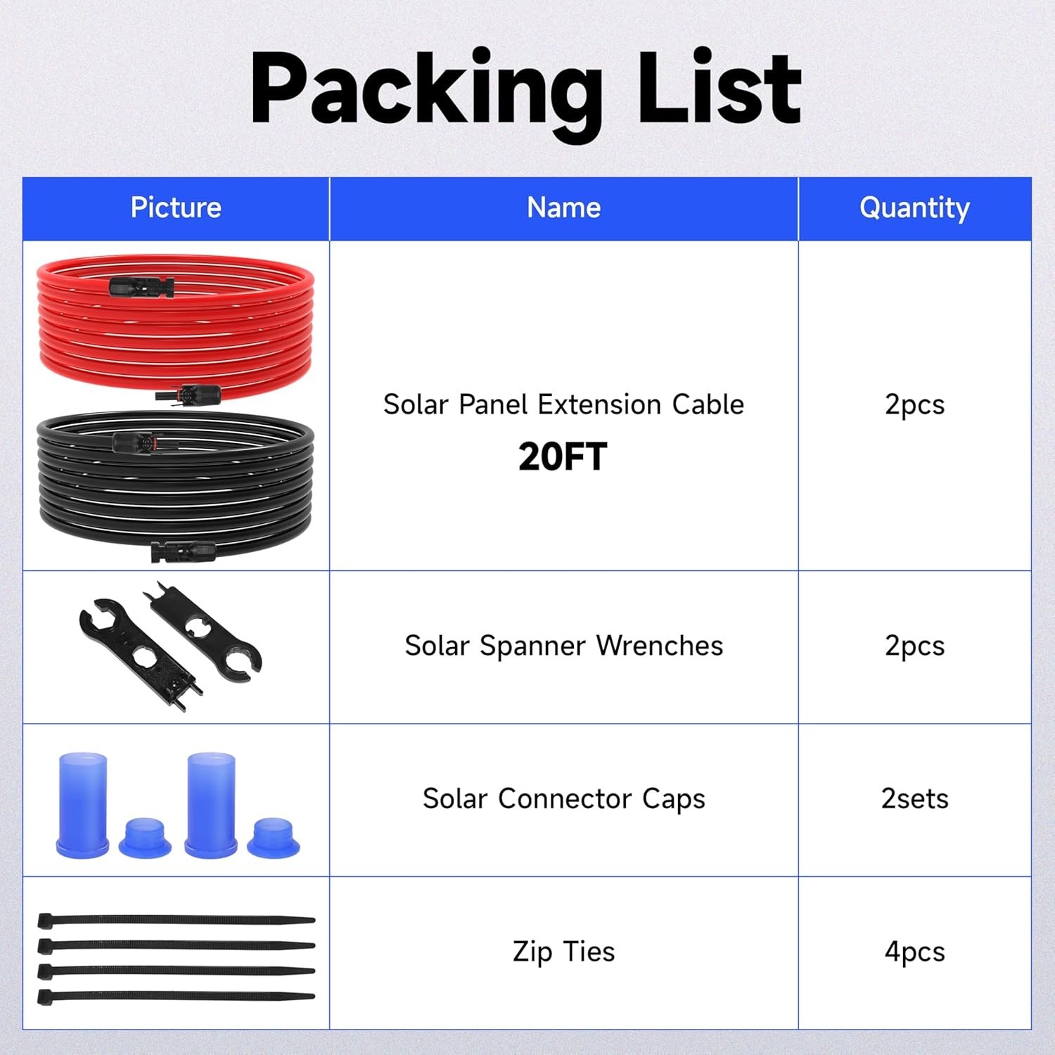 Fit for Solar Panel 20FT 10 AWG Extension Cable with Connectors