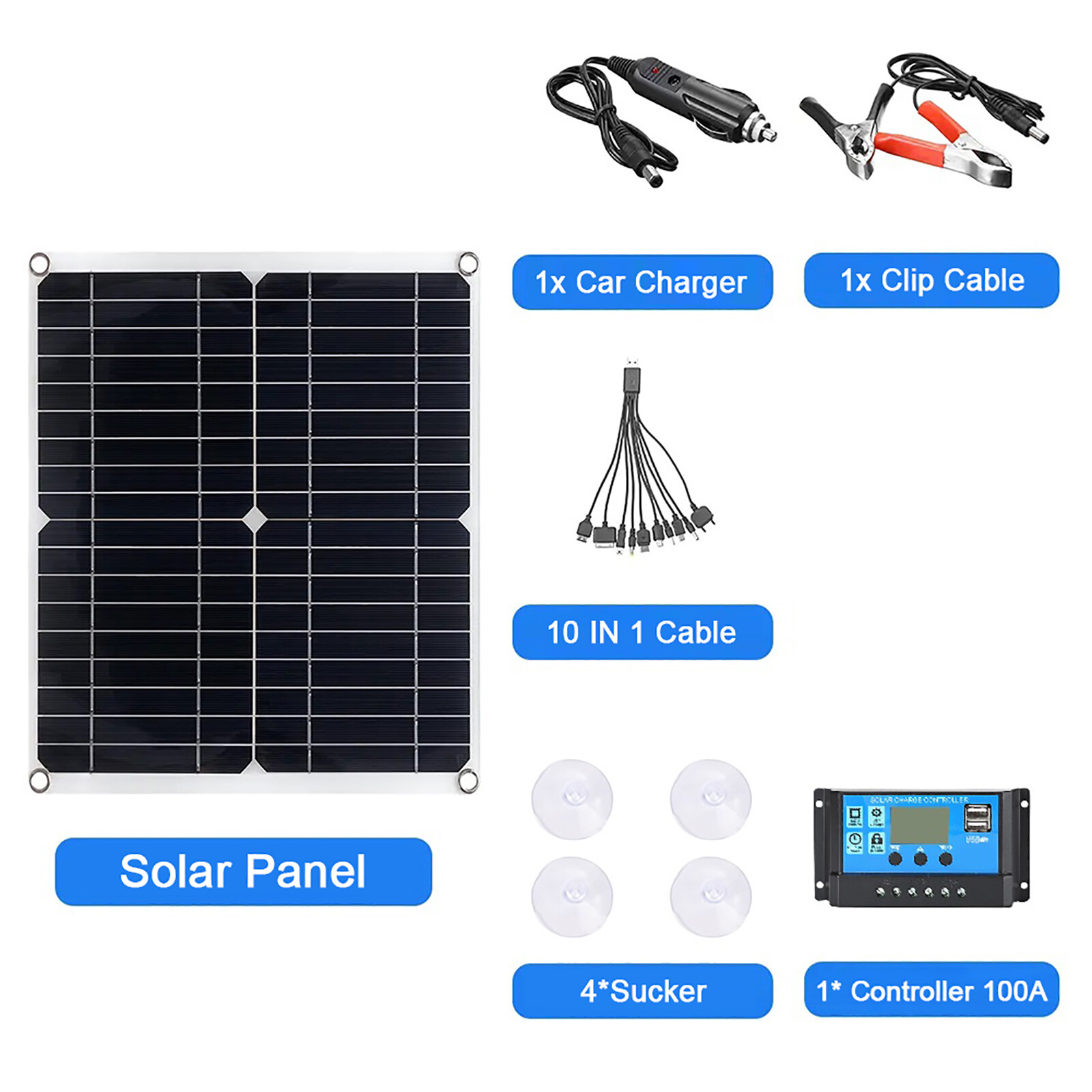 200W Solar Panel Kit 100A 12V Battery Charger w/ Controller Caravan Boat Outdoor