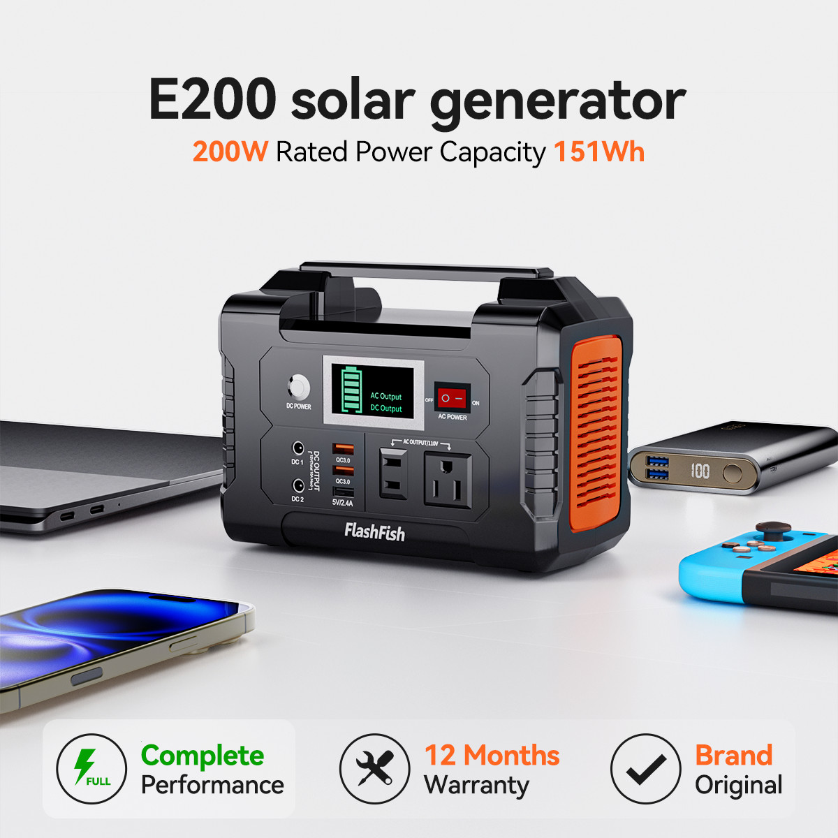 Portable 200W Power Station 151Wh/40800mAh Backup Generator Blackout/Camping/RV
