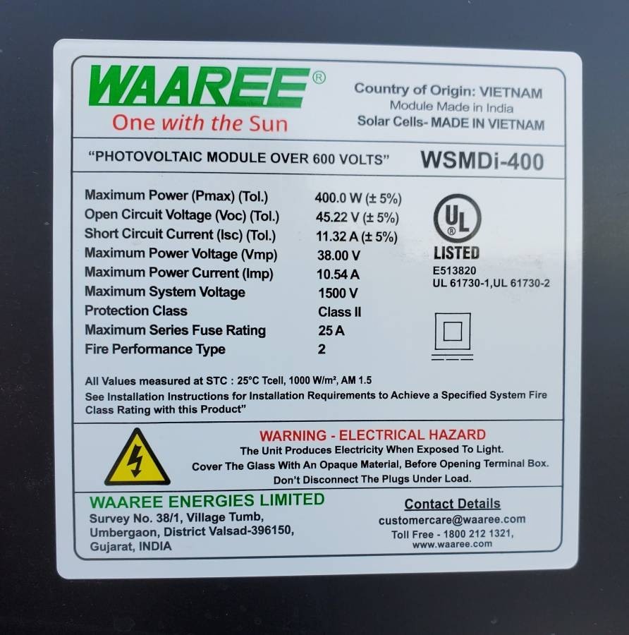 Waaree WSMDi-400 Solar panels 400W LOT Of 10 pieces