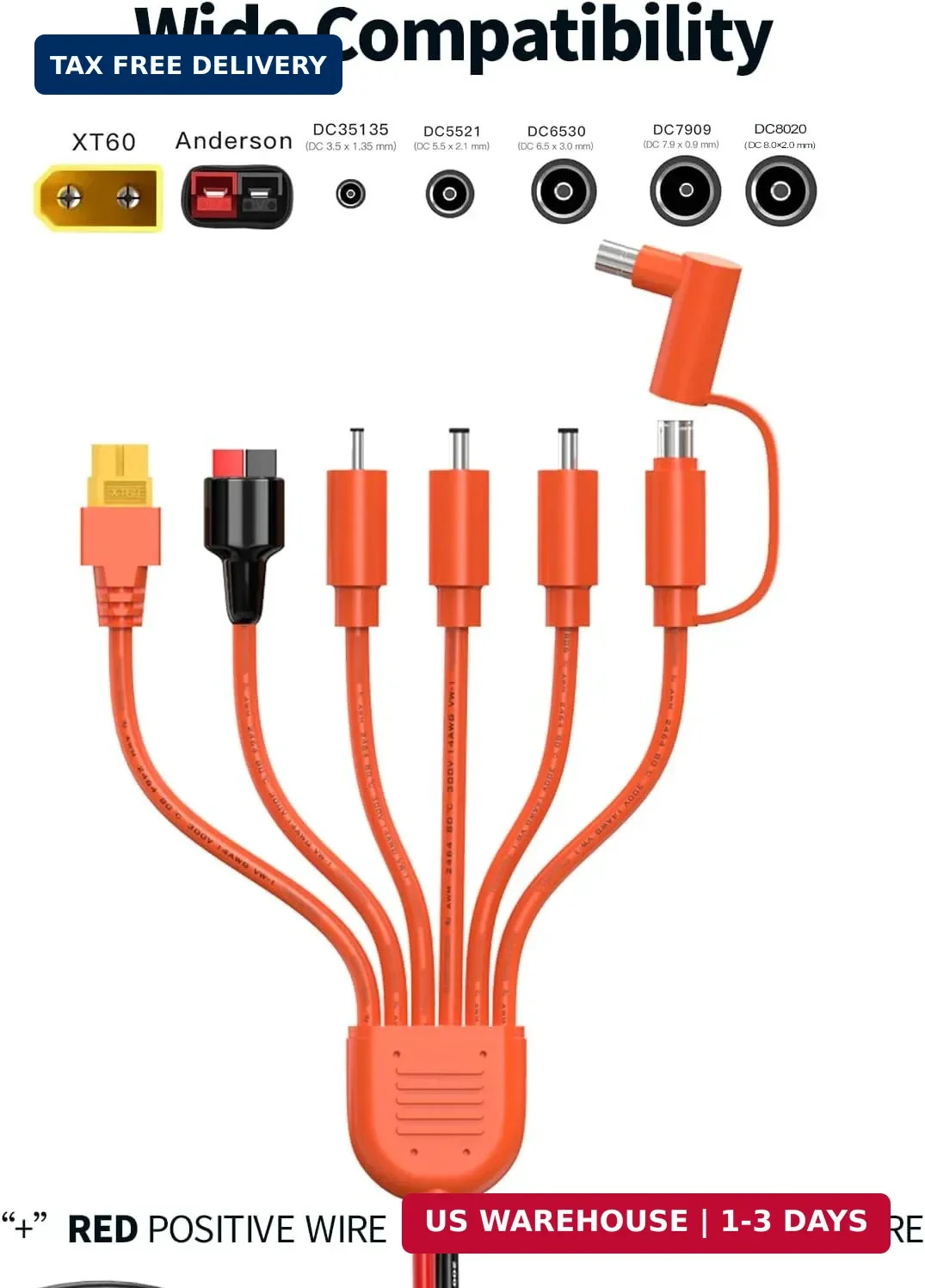 Tonton 7-in-1 Solar Panel Connector Kit, Universal M-C-4 Cable to DC 8mm XT60 An