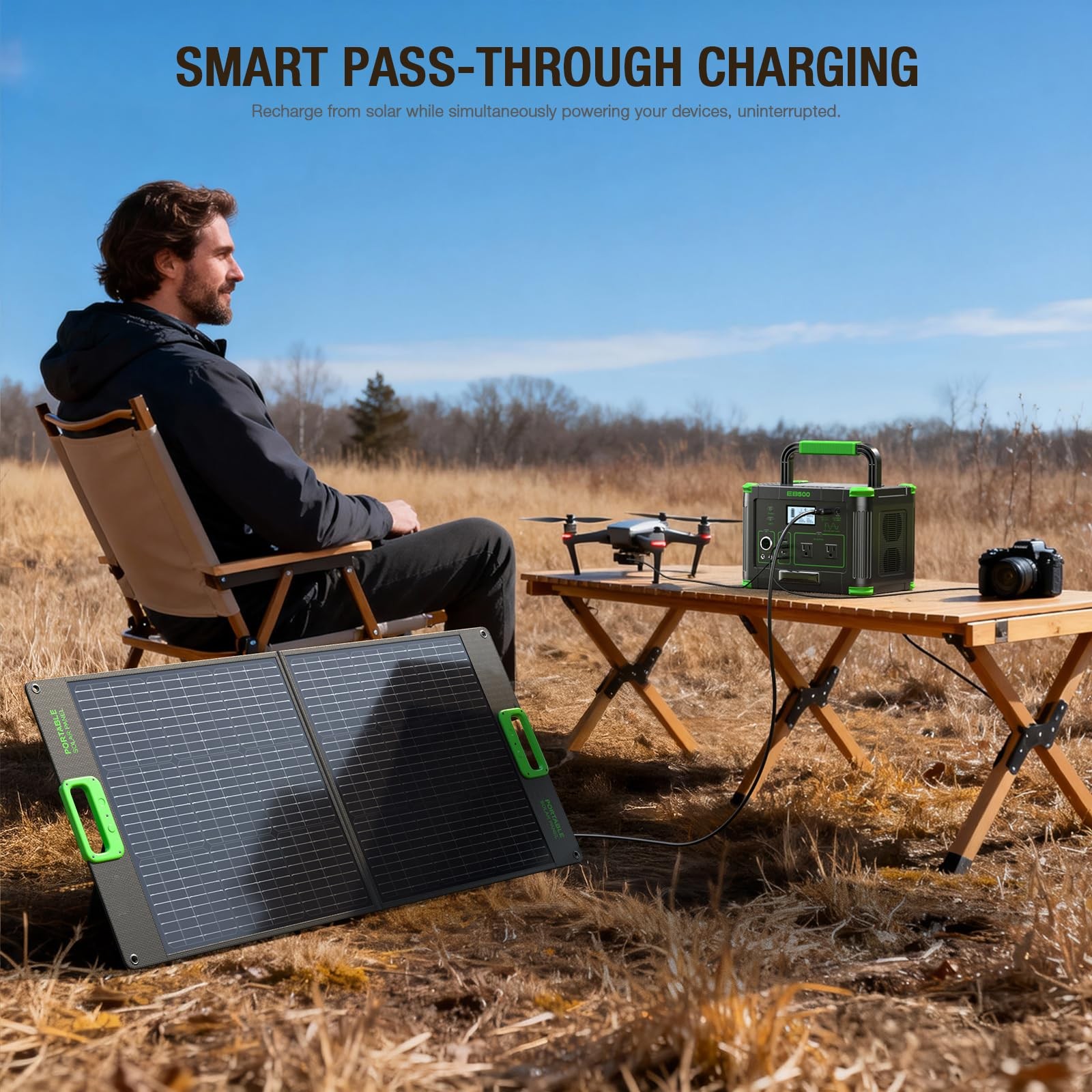 500W Portable Power Station, 519.48Wh Outdoor Solar Generator, 10-Port Powerh…