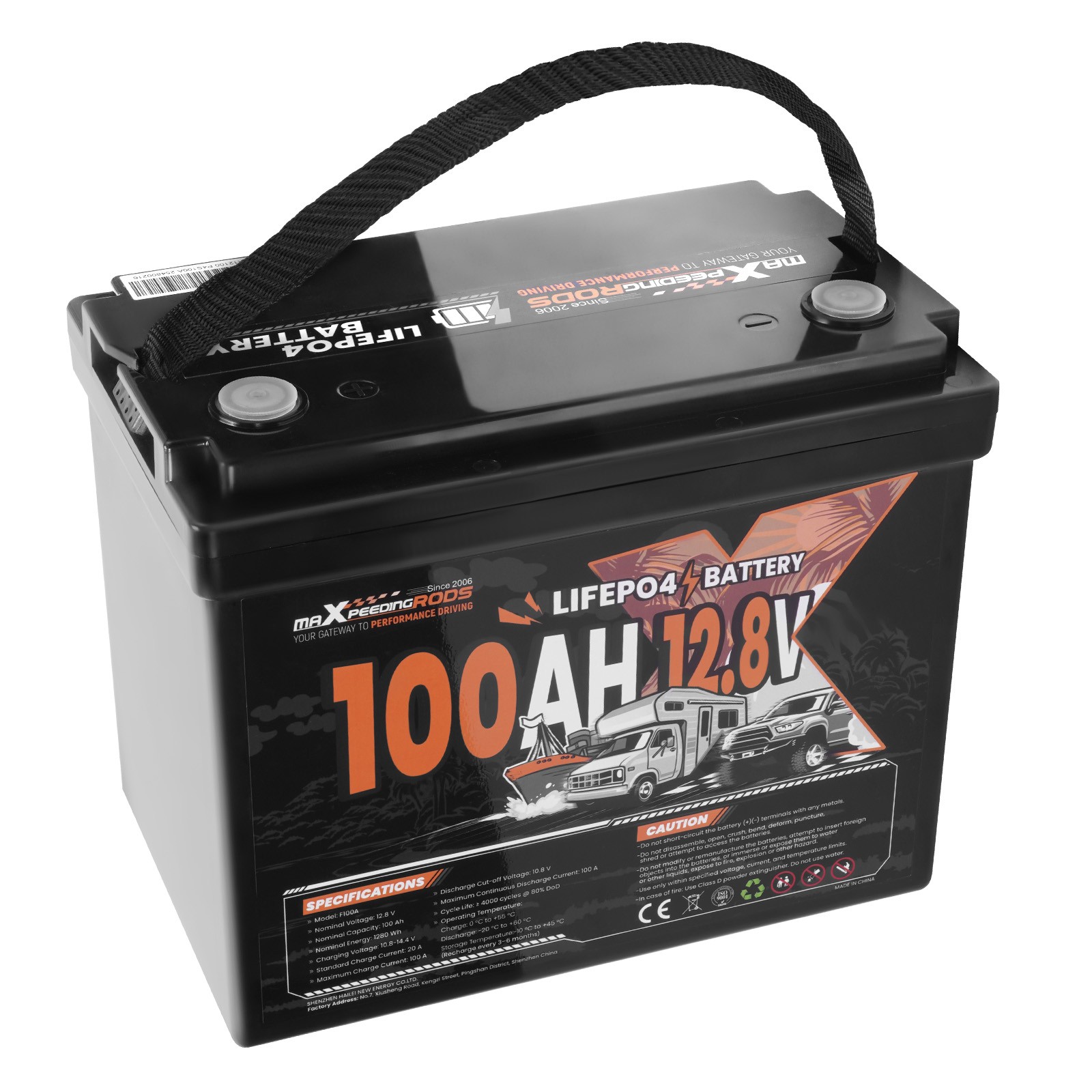12V 100Ah LiFePO4 Lithium Battery fit for RV Marine Boat Low Temp Protection BMS