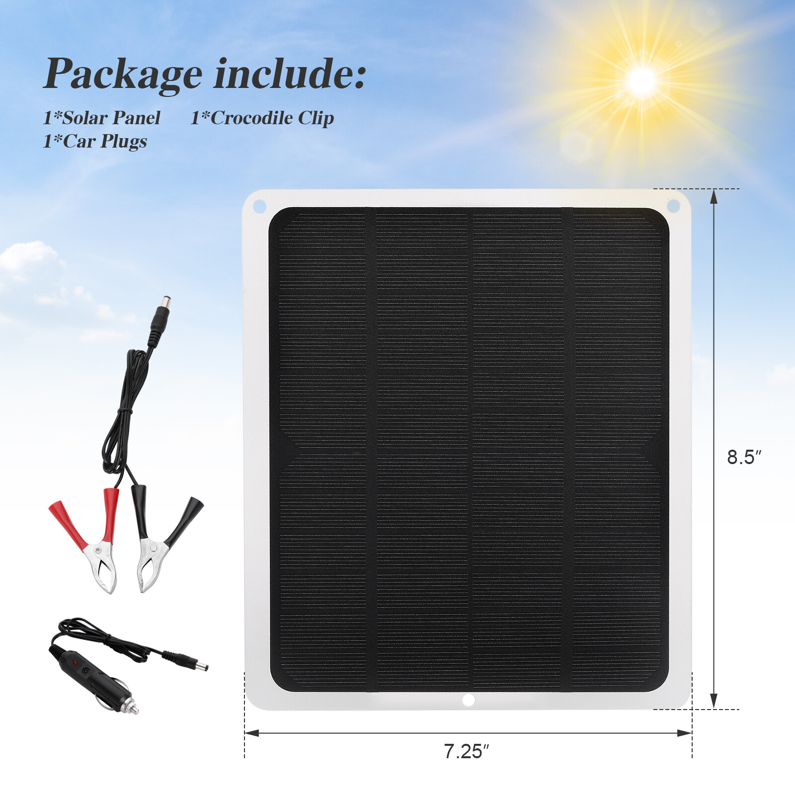 Trickle Charger 10W Solar Panel Kit 12V Battery Charger Maintainer Boat RV Car