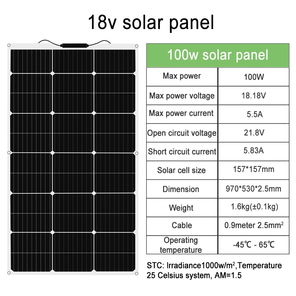 Solar Panel Kit 100W 200W 300W 400W 500W 600W 12V Solar Battery Charger Outdoor
