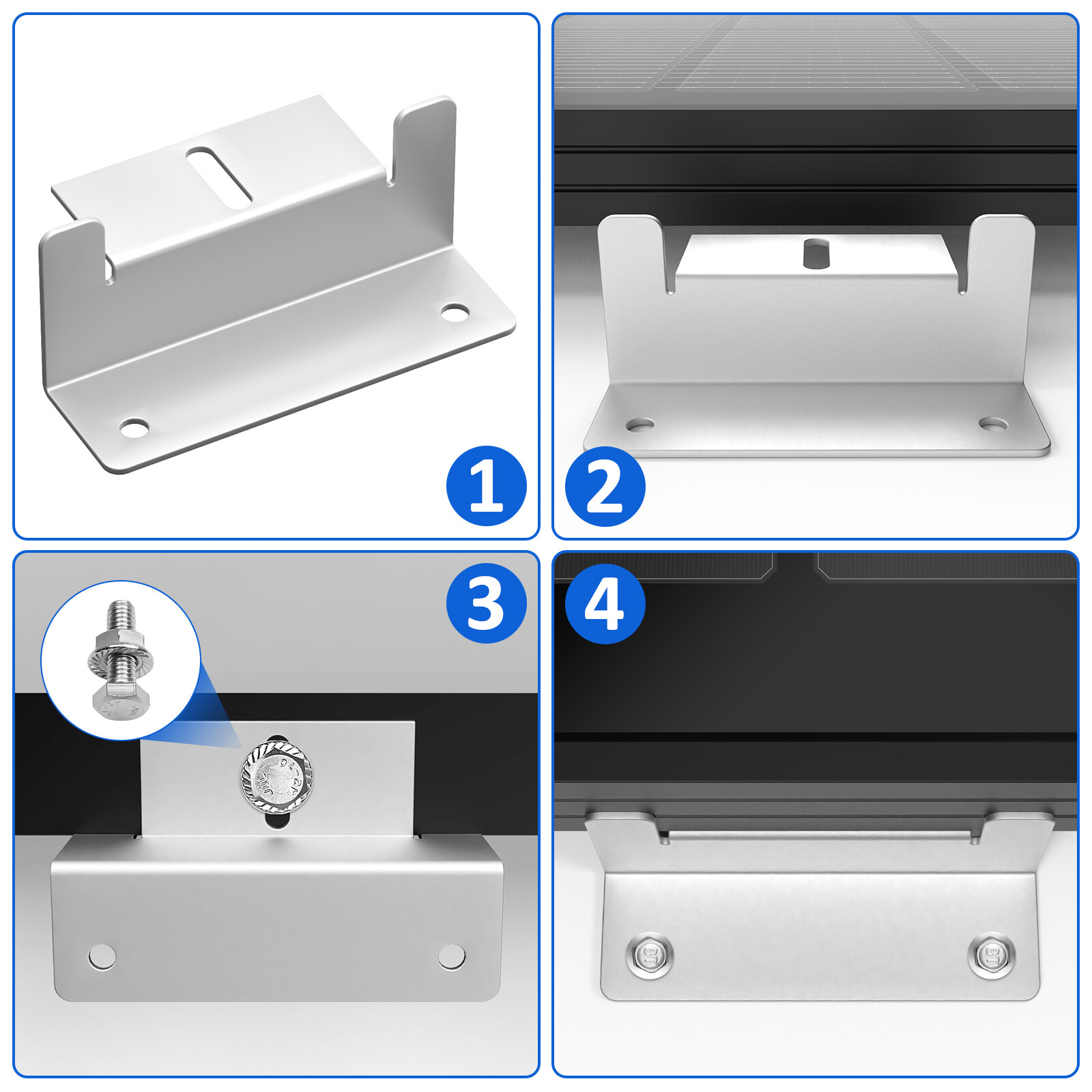 4/8PCS Solar Panel Z Bracket Mounting Kit Aluminum for RV Boat Roof Wall