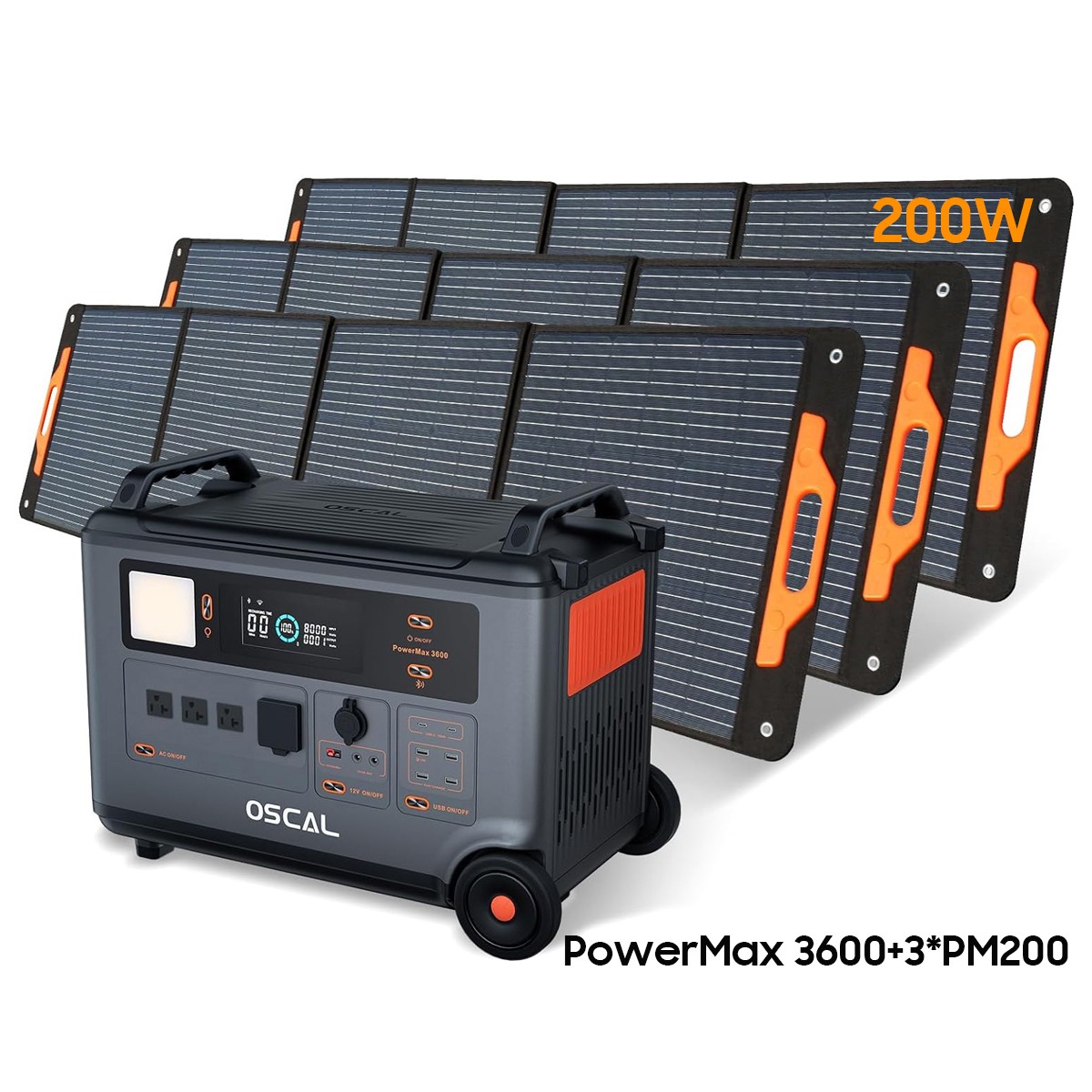 Blackview OSCAL PowerMax 3600 3000W Power Station 3600Wh + 3x 200W Solar Panel