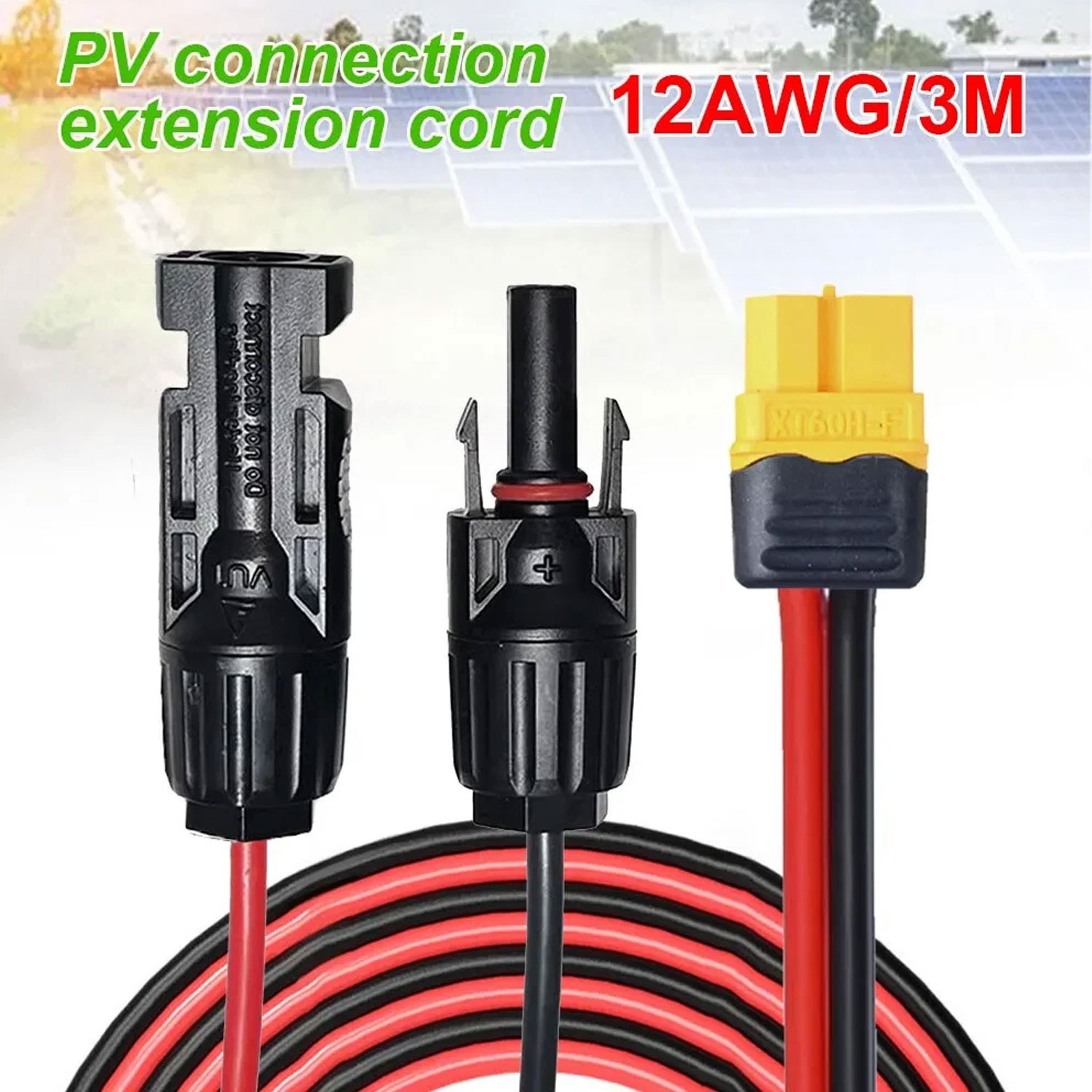 12 AWG XT60 Female to Solar Connector Extension Cable Wire for Solar Generator