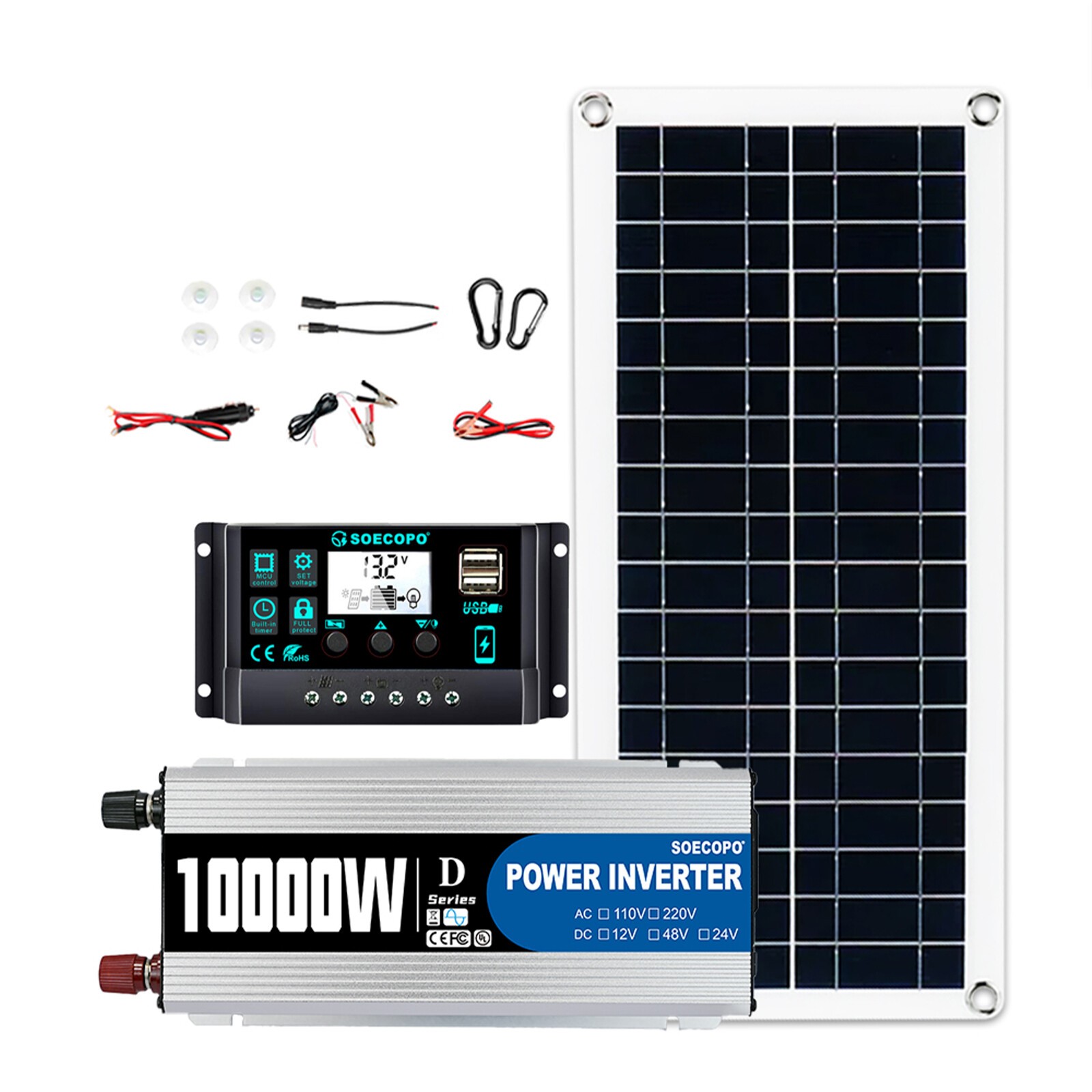 10000W Power Inverter Solar Generator W/200W Solar Panel Home Complete Kits 22p7