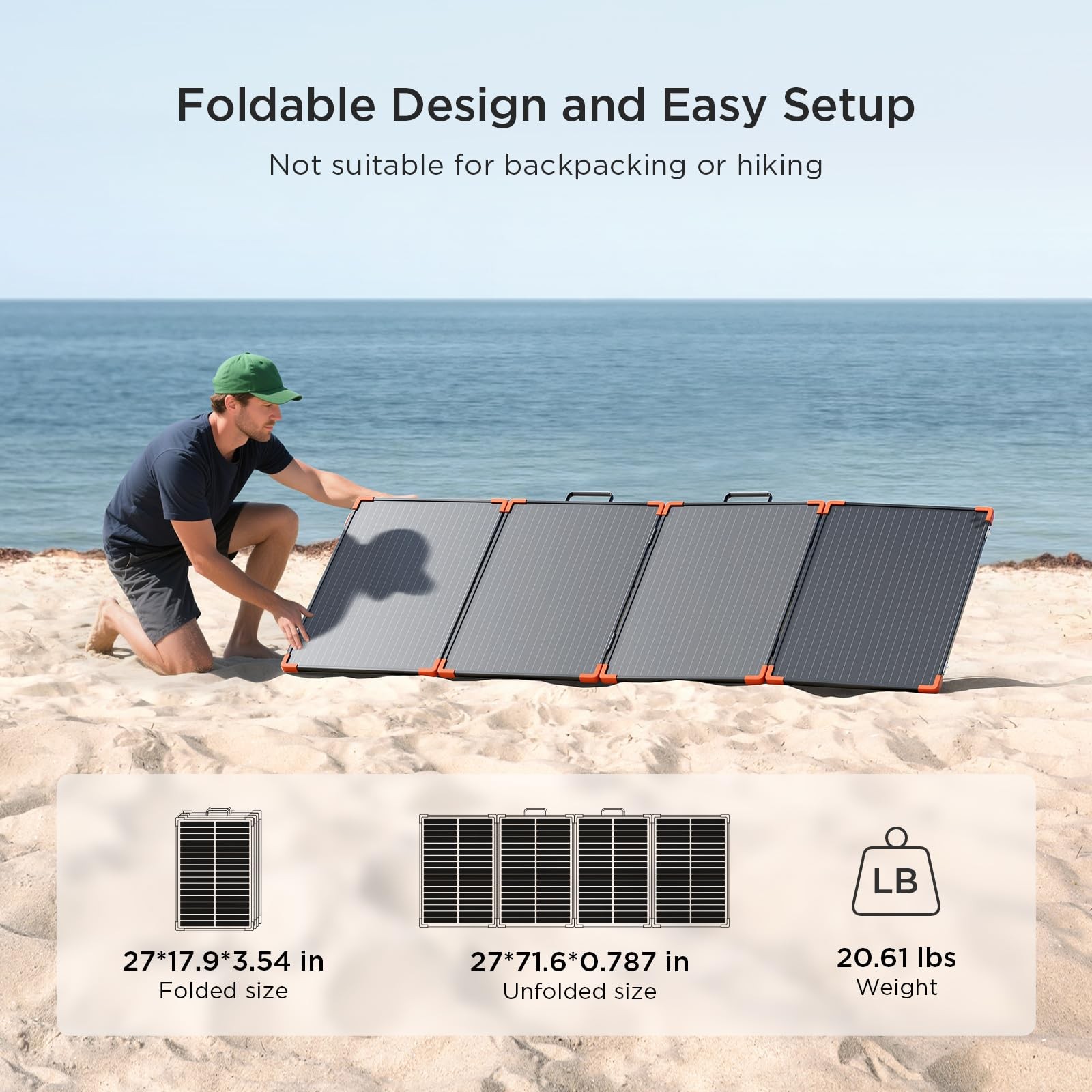 ZOUPW 200W Portable Solar Panel Tempered Glass,HeavyDuty Foldable Mono Solar …