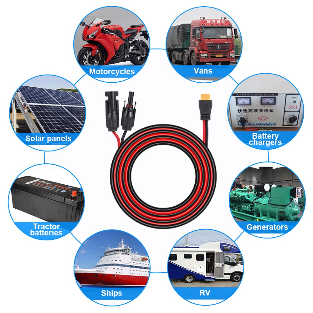 10 ft 12AWG XT60 Female to Solar Connector Extension Cable Wire Solar Generator