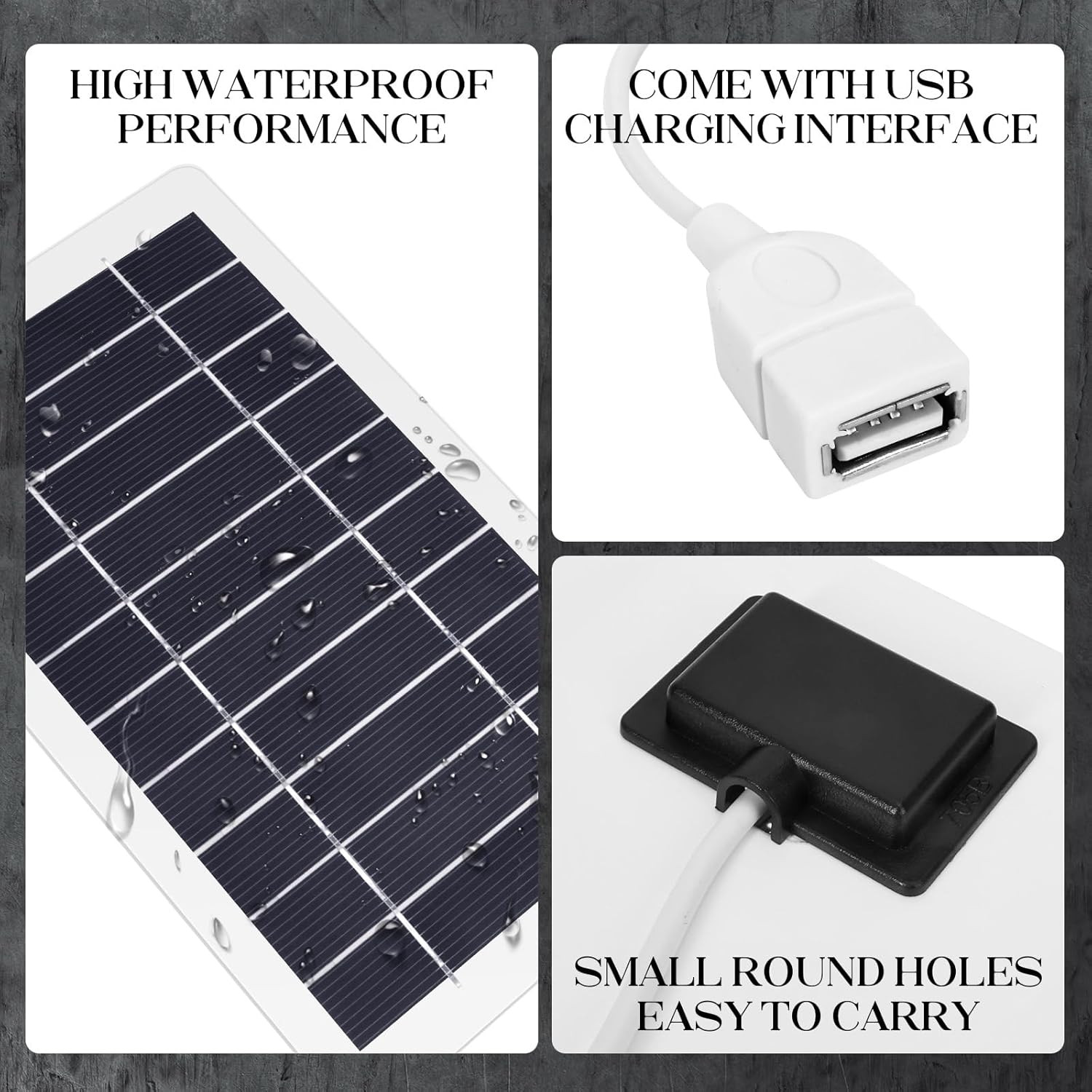 Portable USB Solar Panel Charger 5V 5W for Camping Hiking Travel