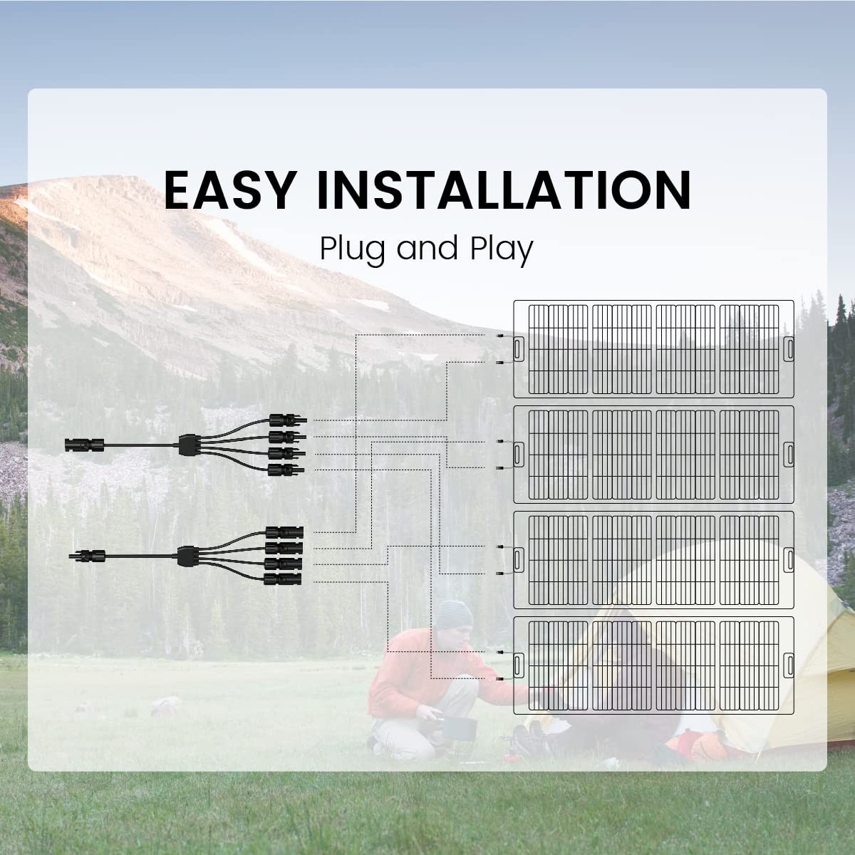 Solar Parallel Charging Cable 1to4 Y Branch Parallel Wire Plug Tool Kit For Four