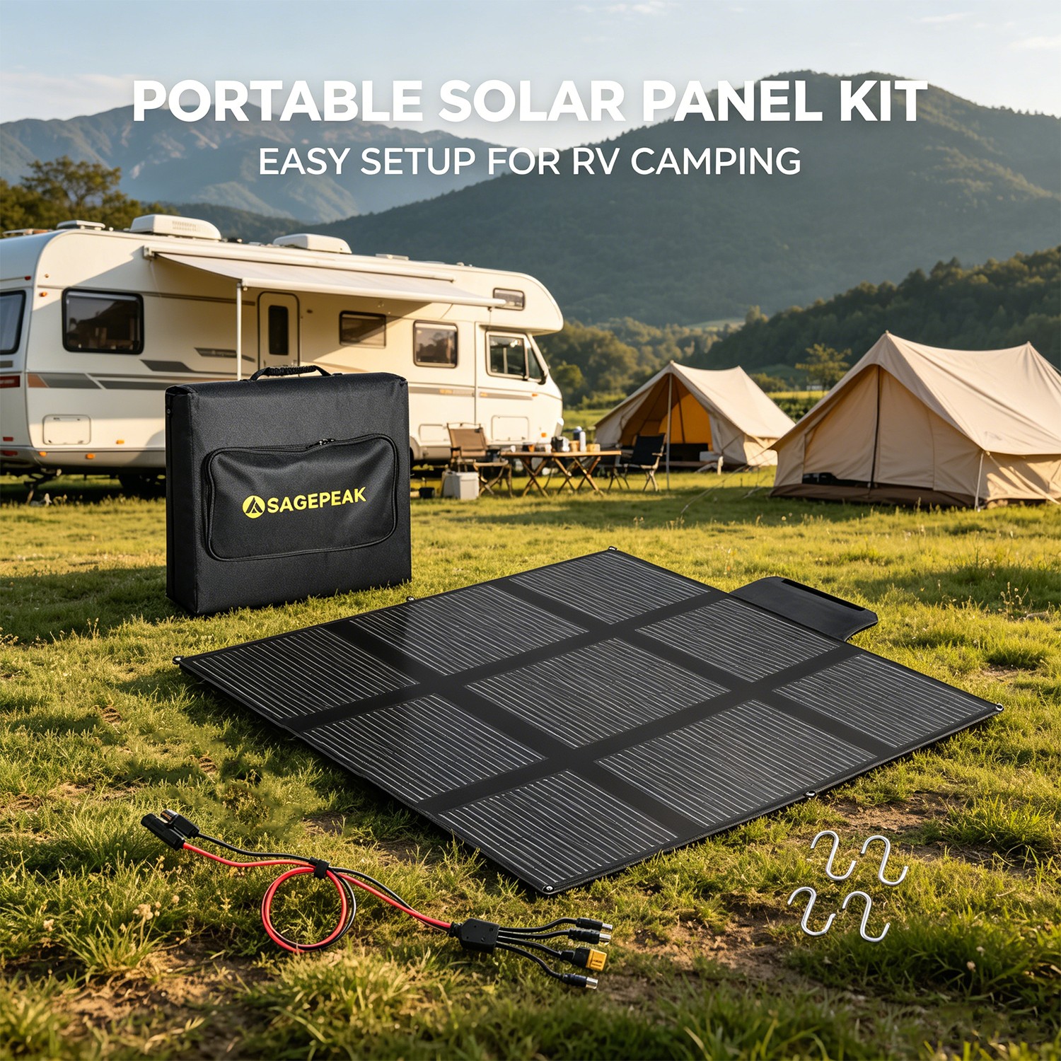 300W Foldable Portable Solar Panel kit for Power Station Charging Camping Mono