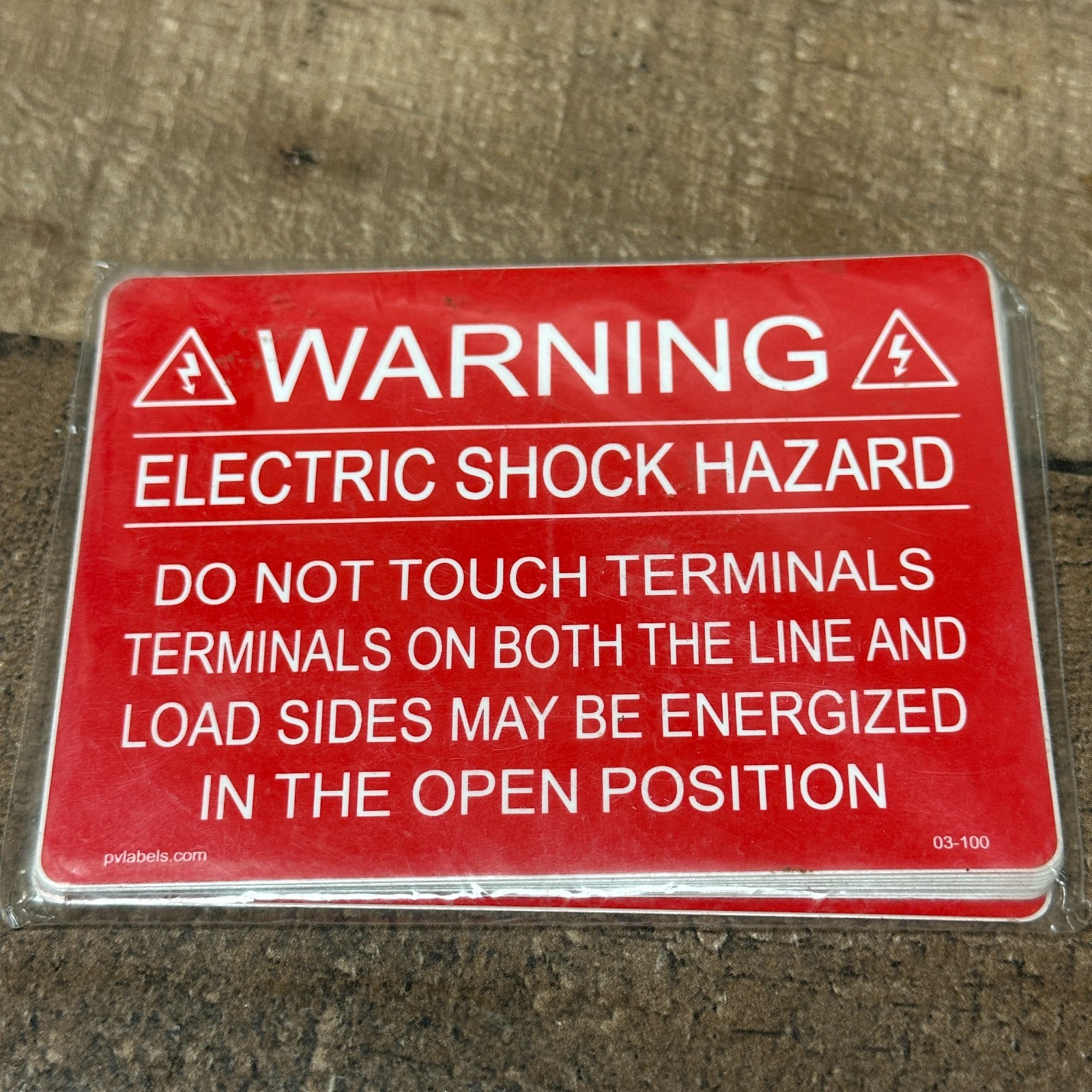 3″ x 4″ WARNING Electric Shock Hazard Label 03-100 Solar PV Do Not Touch 10 Pack