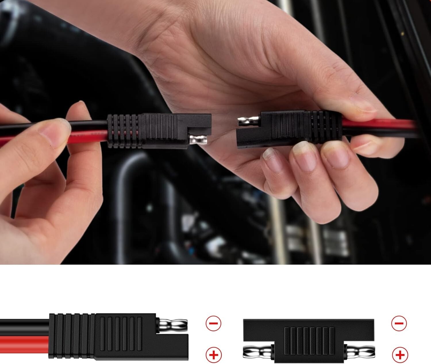 Solar Panel Connector Cable,10AWG SAE to Male & Female Adapter PV Extension C…