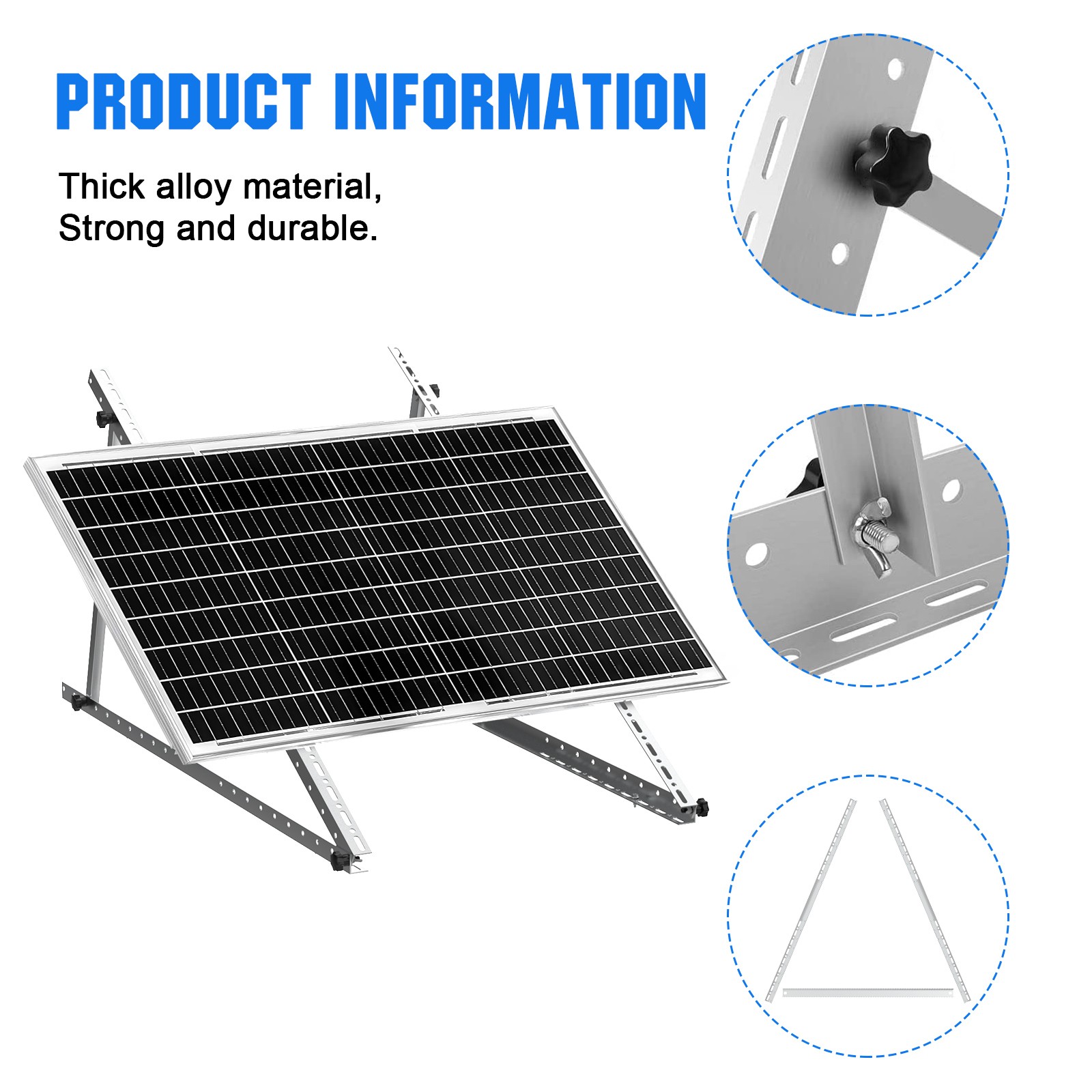 2 Set 45 Inch Solar Panel Bracket Mounting Balcony Flat Roof 0-90° Adjustable
