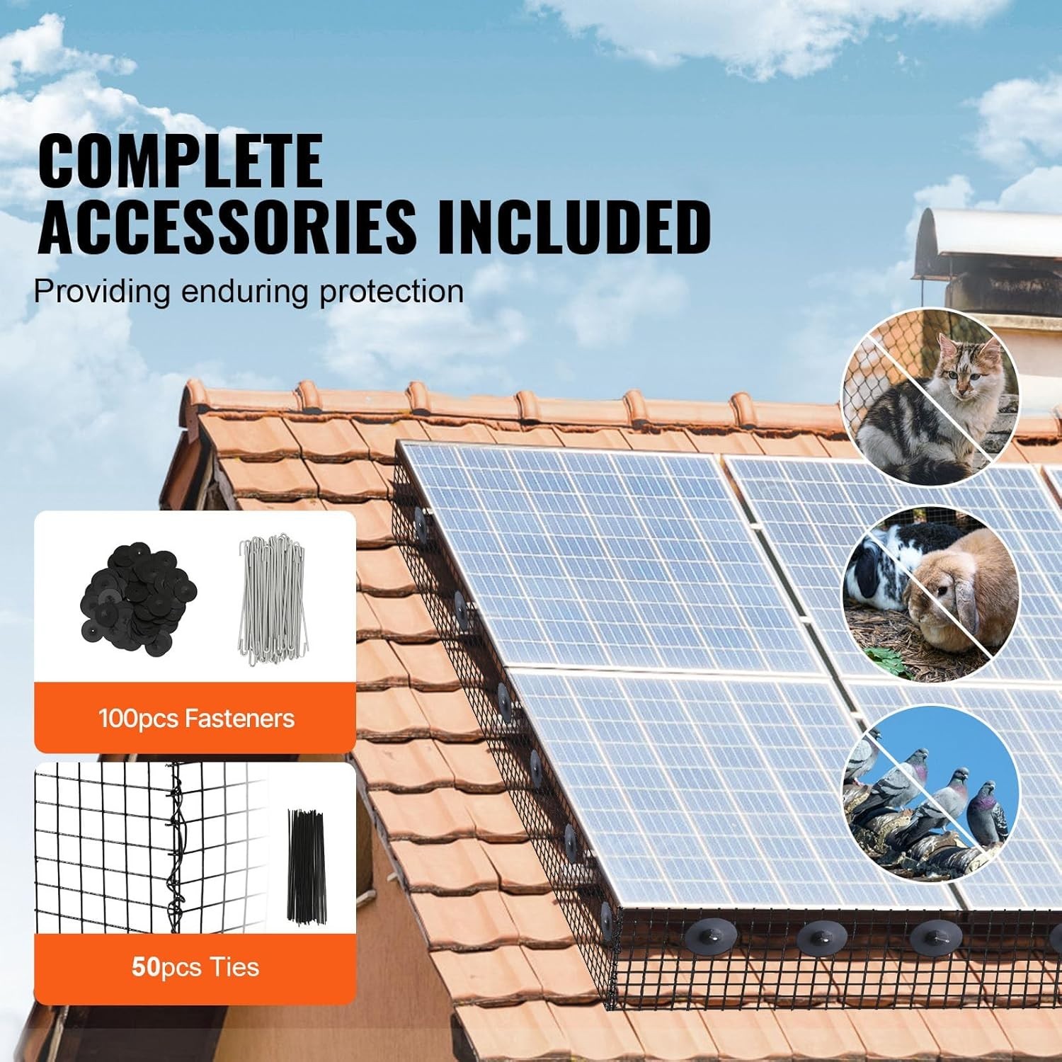6 inch x 100ft , Critter Guard Roll Kit with 100pcs Aluminum Alloy Fasteners,…