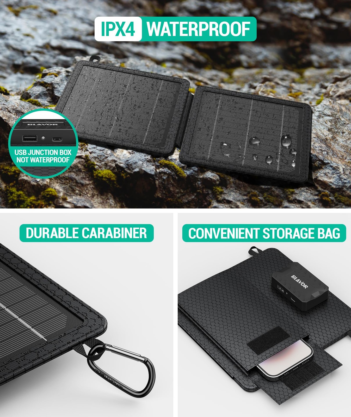 BLAVOR 10W Portable Solar Charger(5V/2A Max) Small Foldable Solar Panel with USB