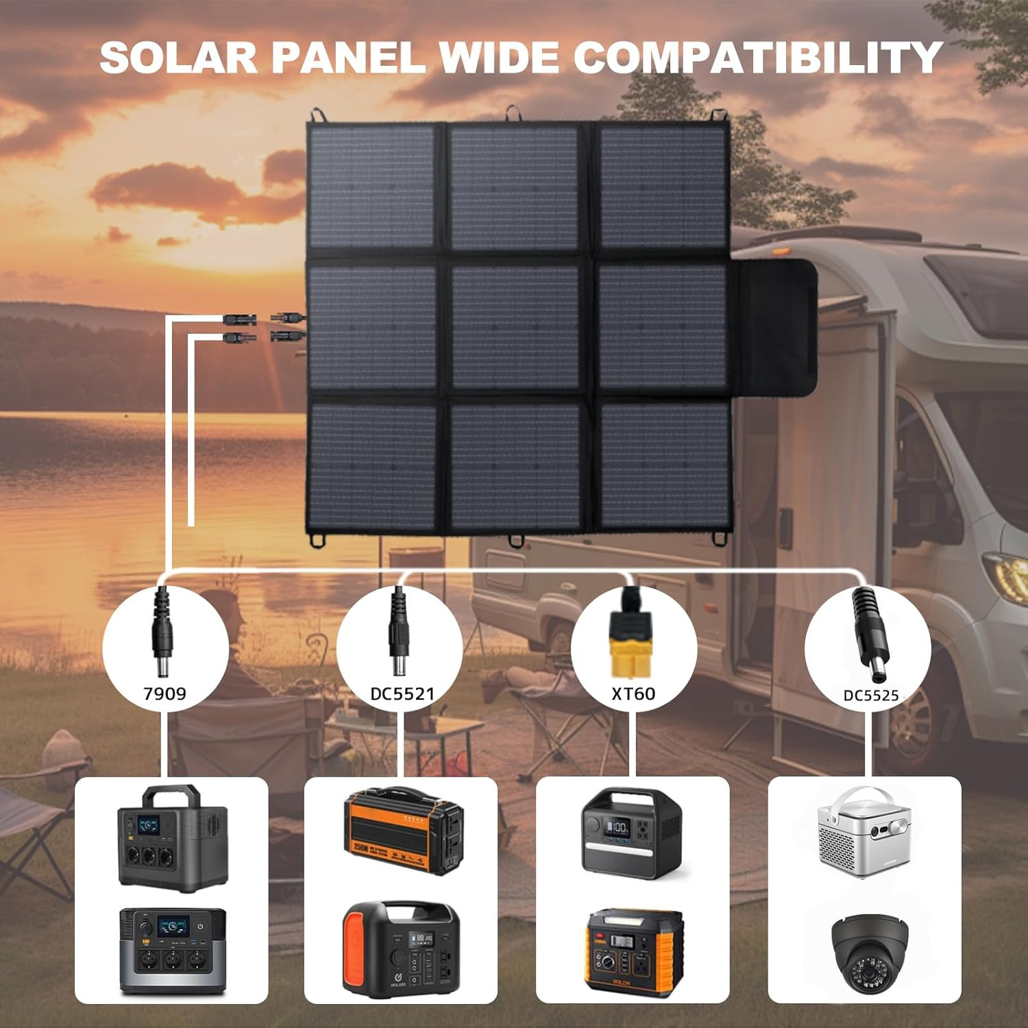 LVYUAN 300W Portable Solar Panel, 20V Foldable Pillow-Sized Solar Panel IP65 Wat