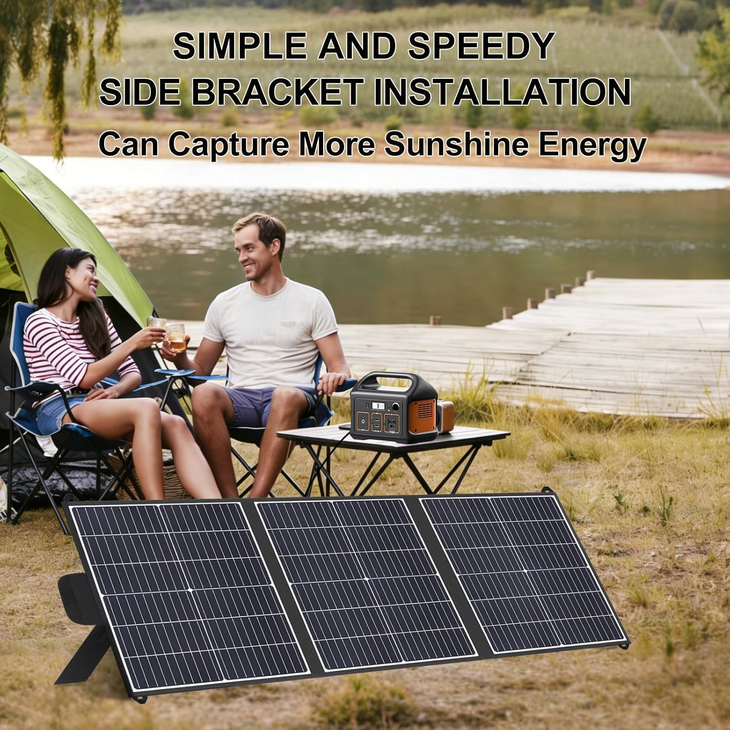100W Portable Solar Panel, 20V Foldable Solar Charger with USB-A QC3.0 & Type-C