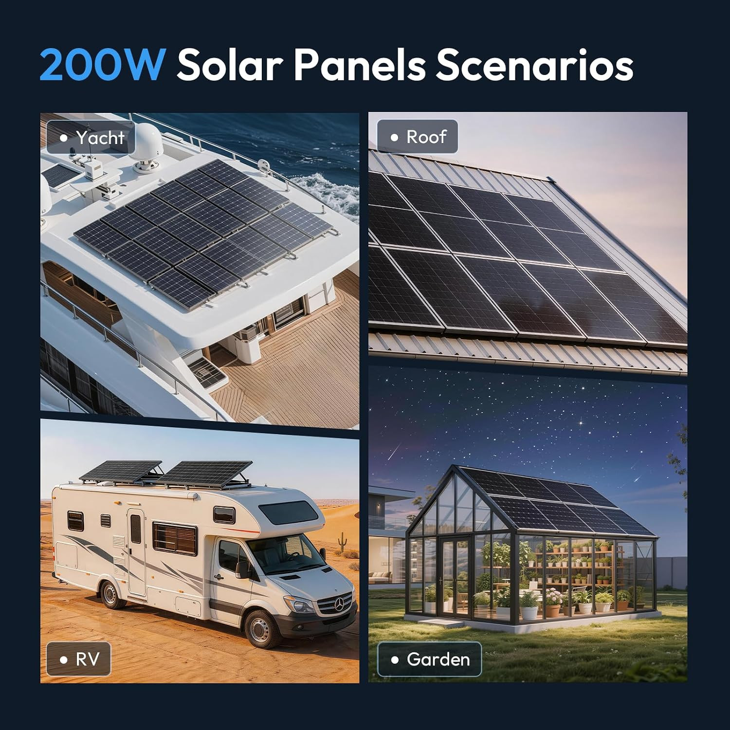 400 watt Bifacial Solar Panels – 2PCS 200W 12V/24V High Efficiency Solar Panel w