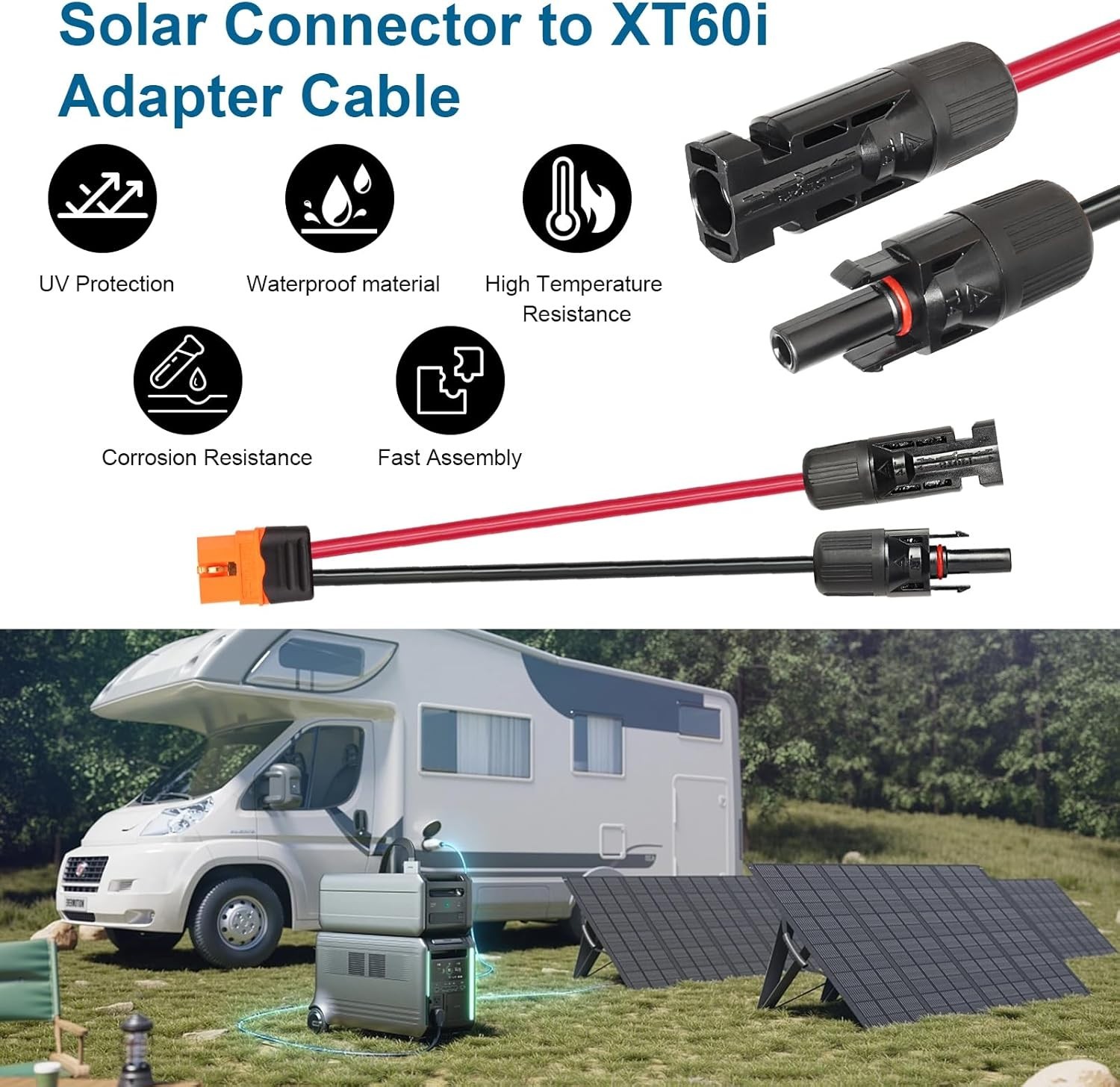 Solar to XT60i Cable 10AWG 25FT Solar Panel to XT60i Adapter Connector XT60i-…