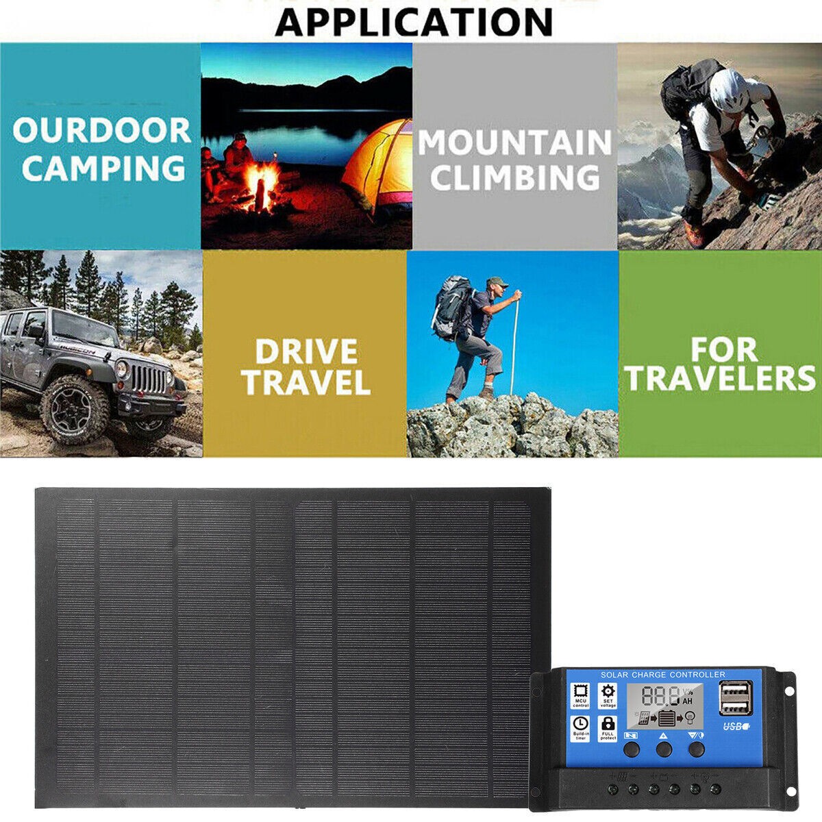 30W Solar Panel 12V 30 Watt Mono Caravan Camping Power Charging Battery