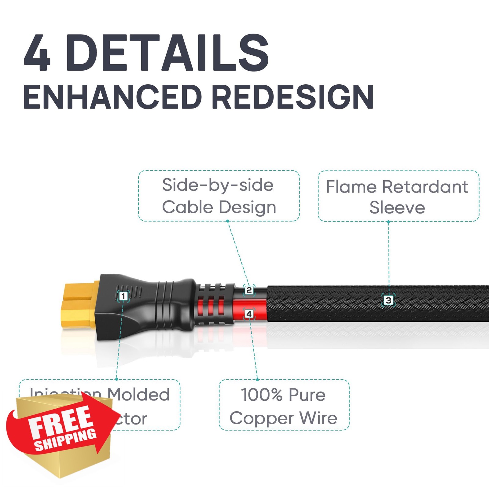 Naponal 12AWG-XT60-2FT XT60 Extension Cable