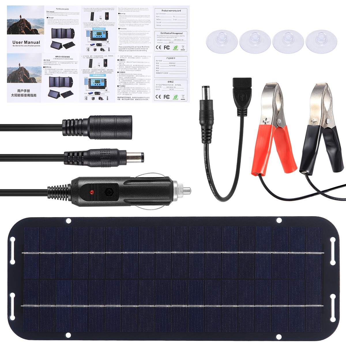30W Solar Panel 12V Trickle Charger Battery Charger Kit Maintainer Boat RV Car