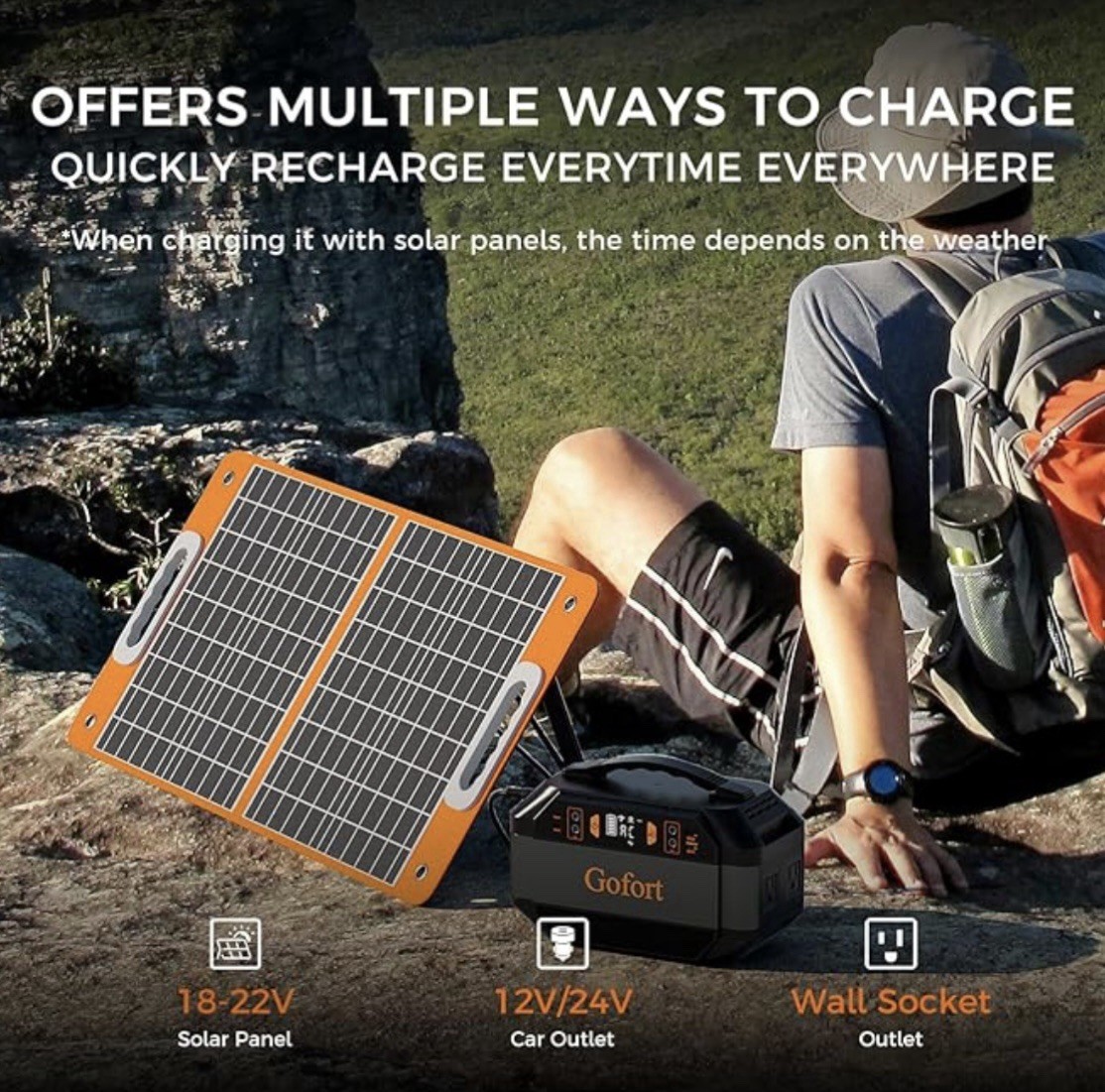 Gofort Portable Power Station 299Wh Plus 60 Watt Gofort Portable Solar Panel