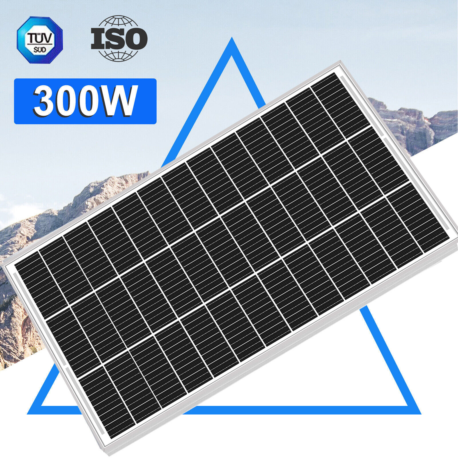 300W 12V Monocrystalline Solar Panel for Home RV Trailer Off Grid Boat Caravan