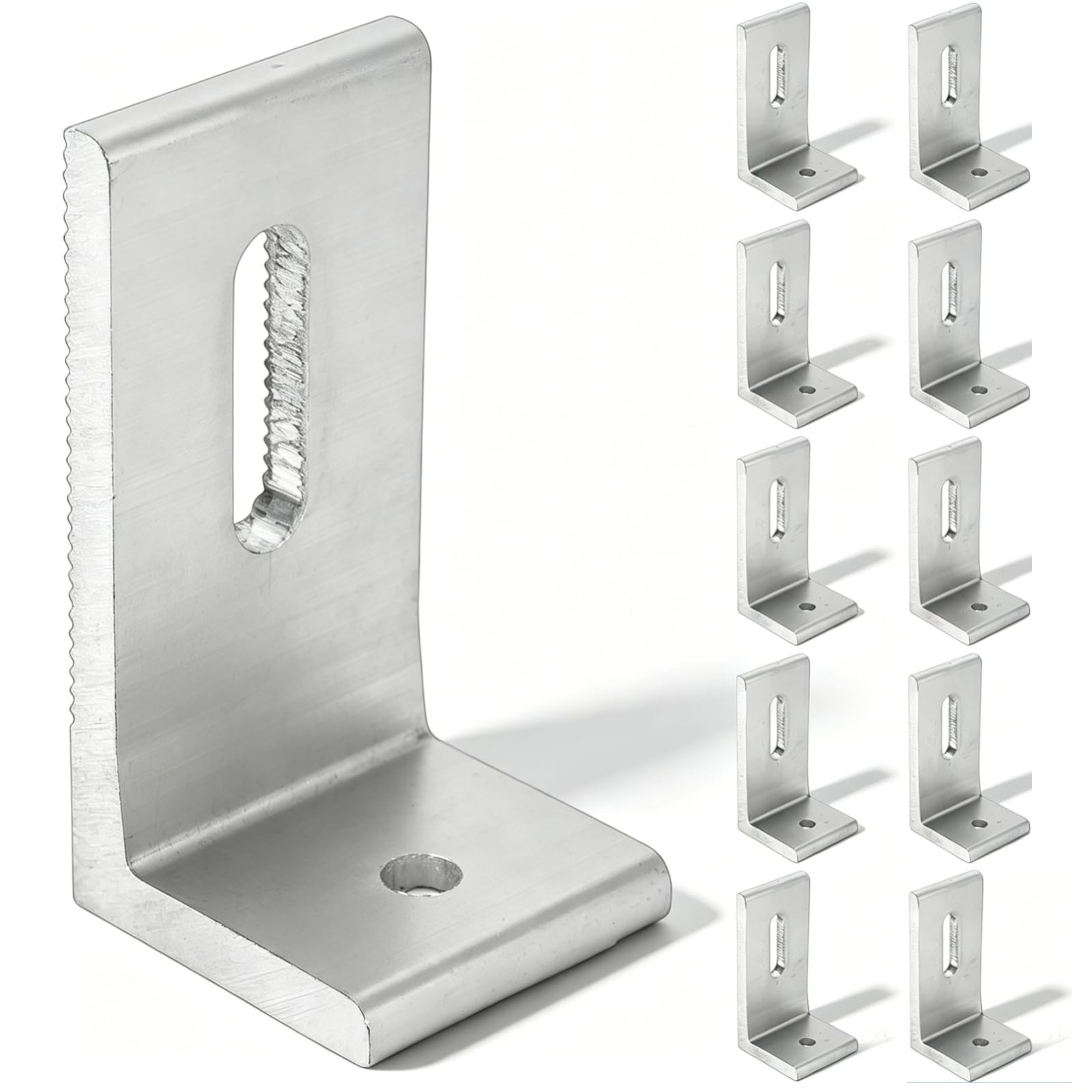 10Pcs L Foot Solar Mount Brackets, Aluminum PV Panel Mounting Kit, Waterproof Ro