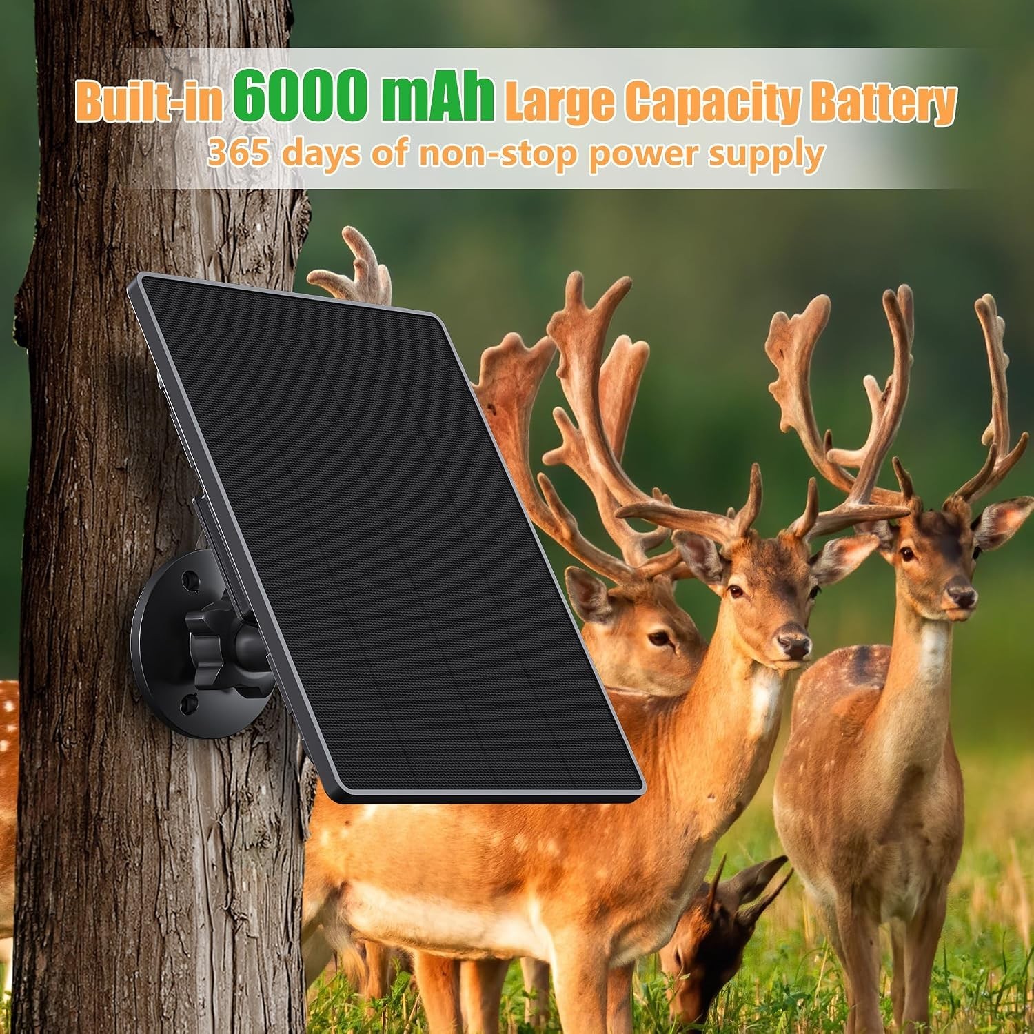 6W Solar Panel Charger with 6000mAh Battery for Hunting Camera – Waterproof