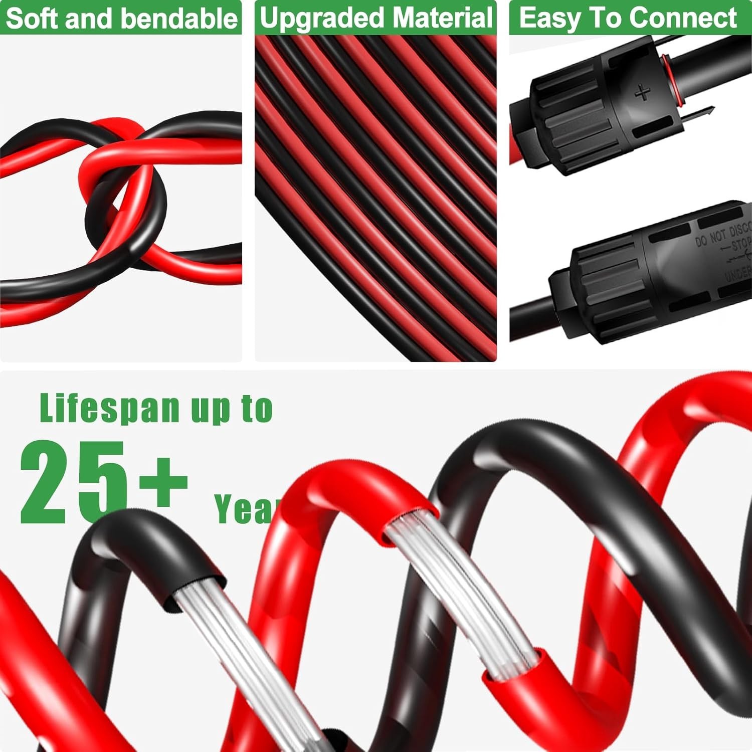 Cable solar 10AWG doble 20/30FT, conectore IP67 para paneles solares RV y marino
