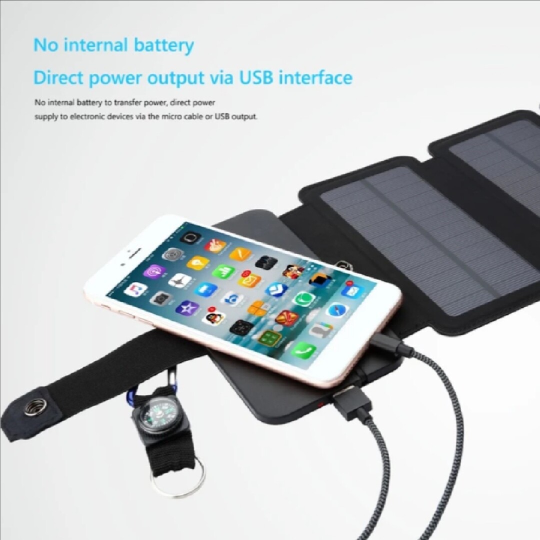 20W 5V Protable Solar 5-Panel USB Battery Charger Power Bank Outdoor Camping
