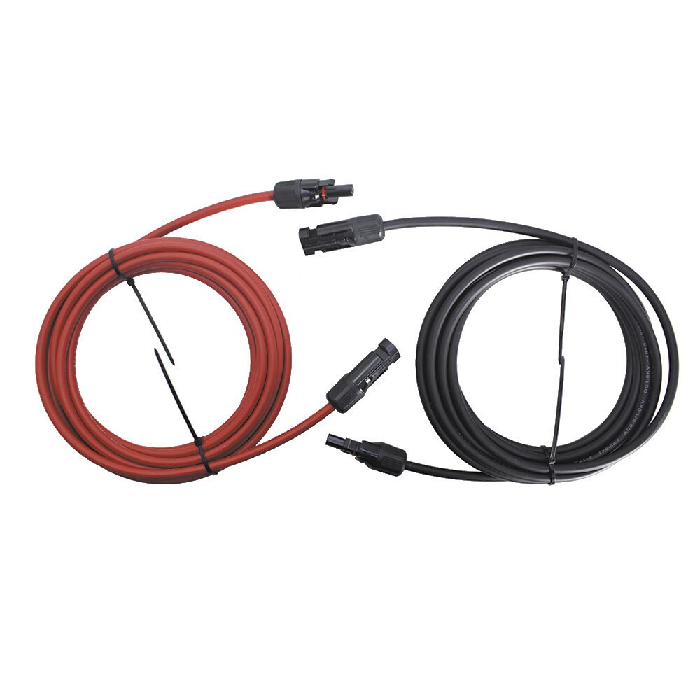 High Quality 10 AWG 15 FT Solar Panel Extension Cable Wire Connector Black + Red
