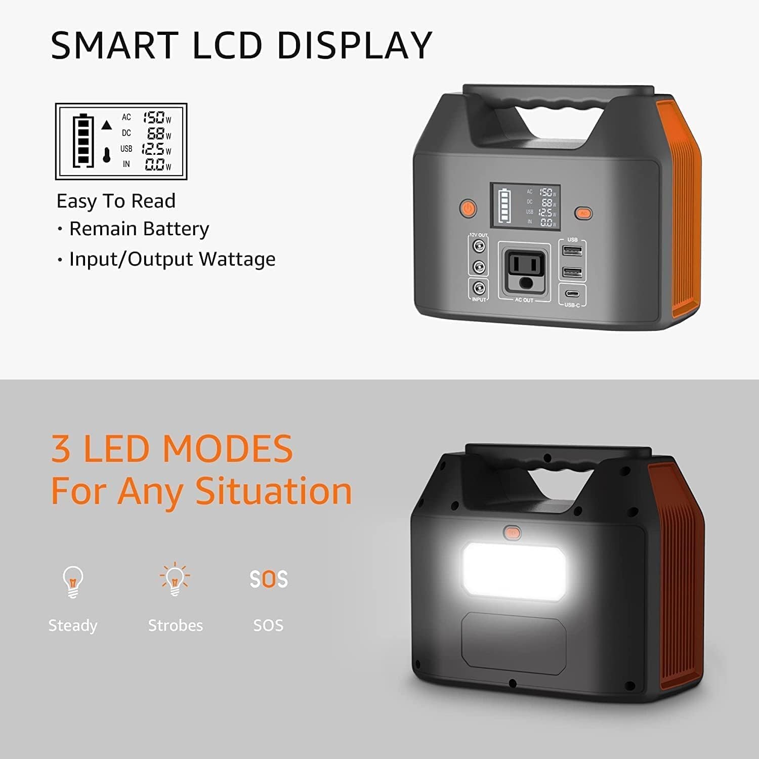EnginStar Portable Power Station 150W 155Wh Solar Generator