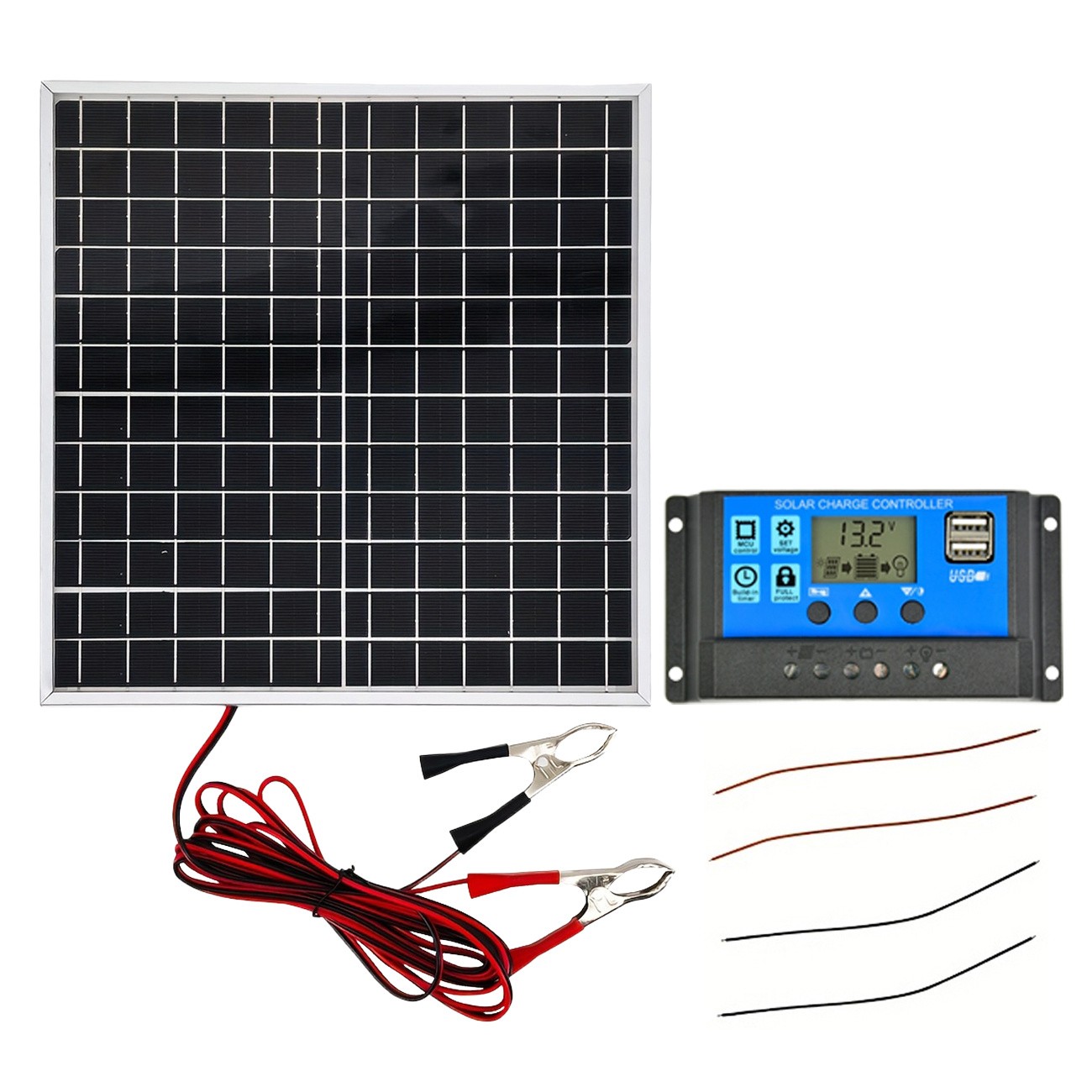 Solar Panel Kit with 100A Controller, 18V USB Port for Car Boat RV