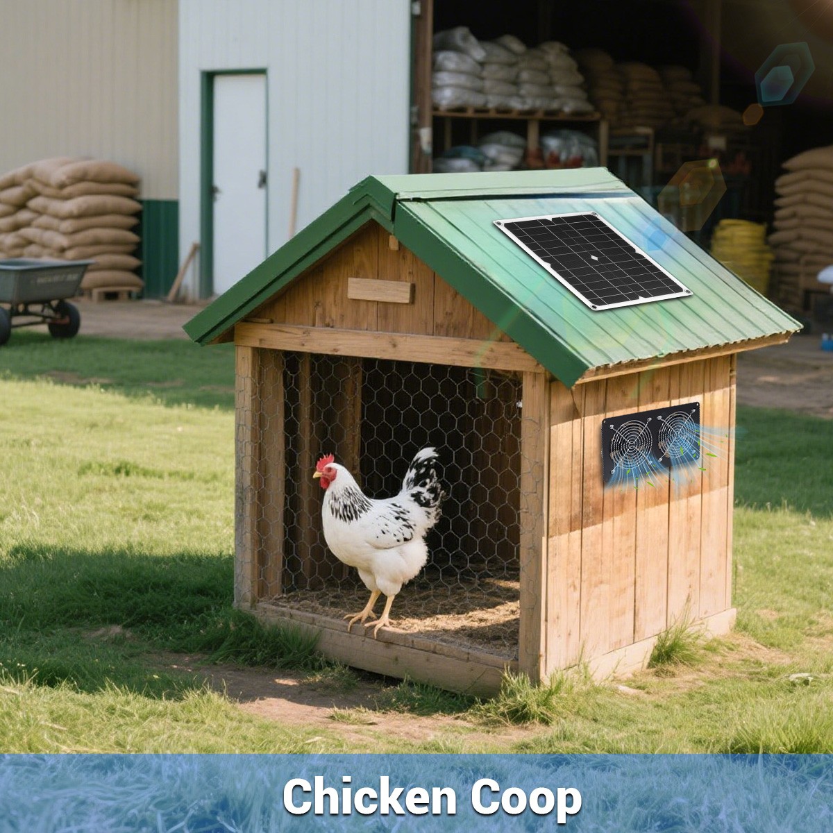 Solar Powered Panel Fan Kit 15W 12V Exhaust Fan For Chicken Coop Ventilation Fan
