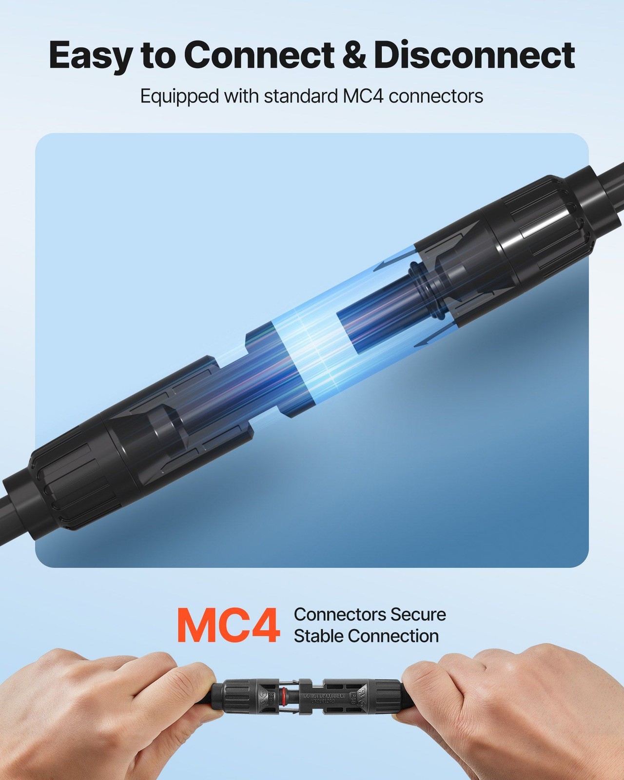 30-Foot 10AWG Solar Cable, UV/Heat Resistant XLPE, IP67, MC4 Male & Female