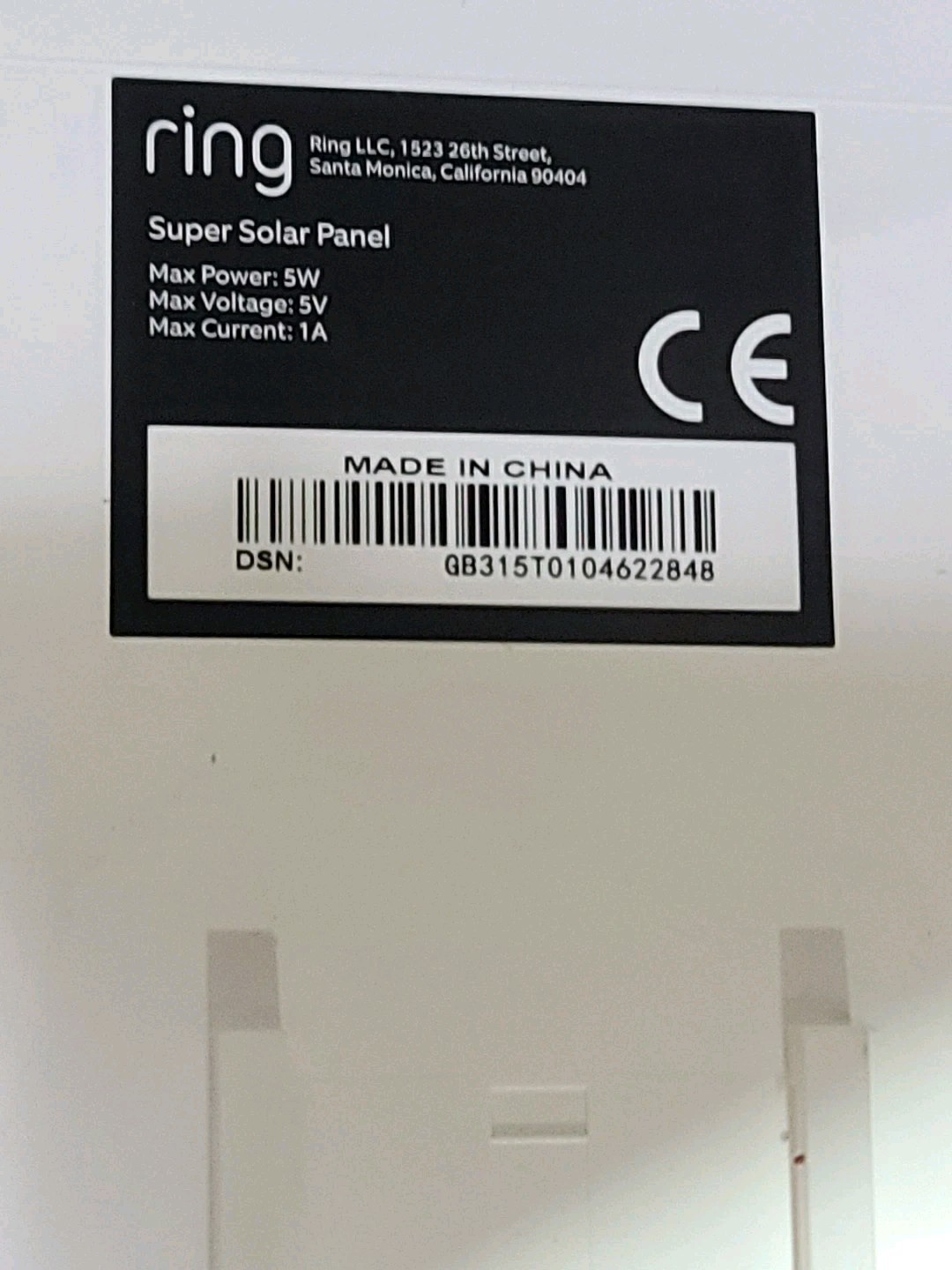 White Ring Super Solar Panel 5W Barrel Plug Connector For Spotlight Cam/ Stickup