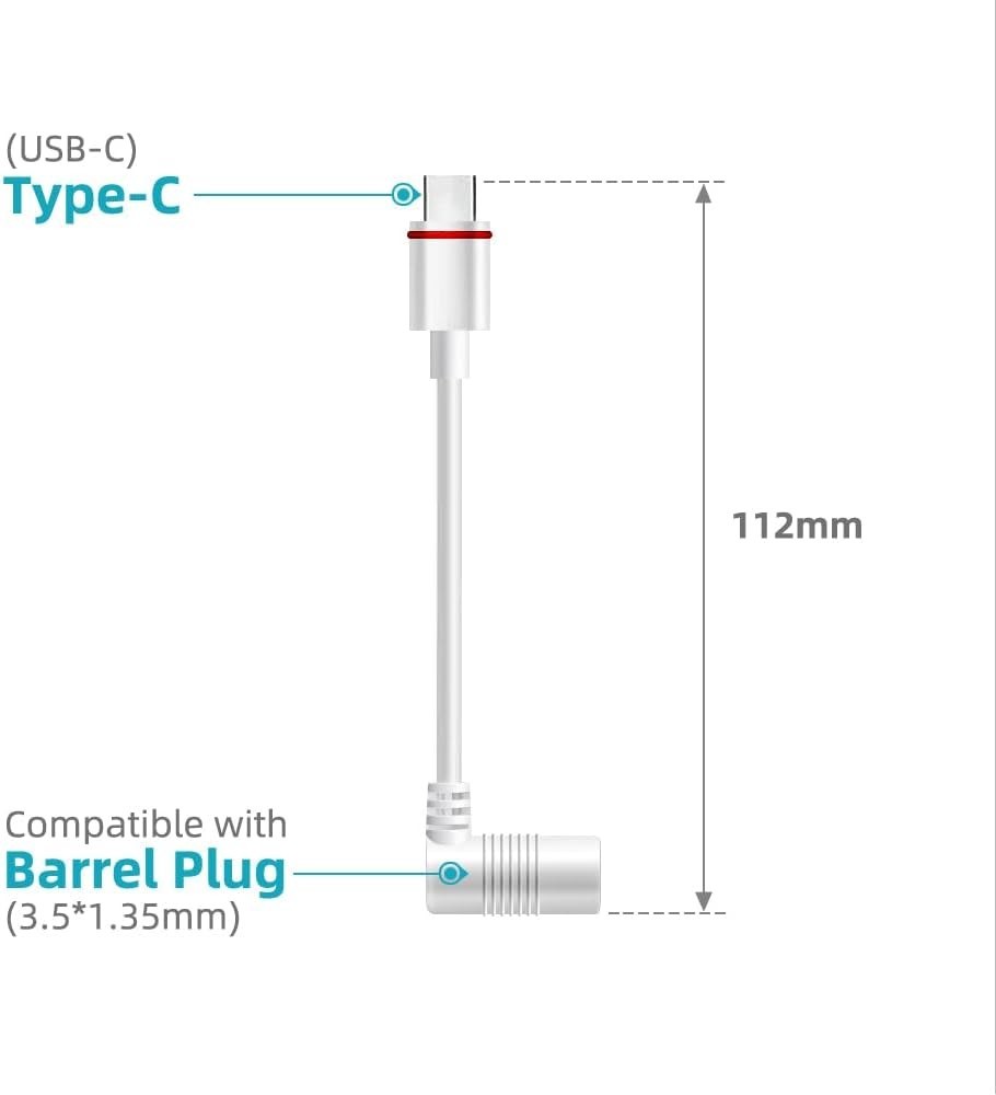 Ring Barrel Plug to USB-C Adapter for Solar Panels and Security Cameras 80 Ch