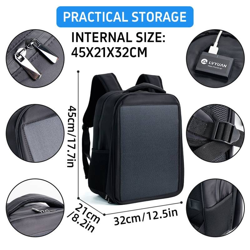 20W Solar Backpack HPBC USB 5V 3A 75% Charged Storage Bag Power for Hiking Trip