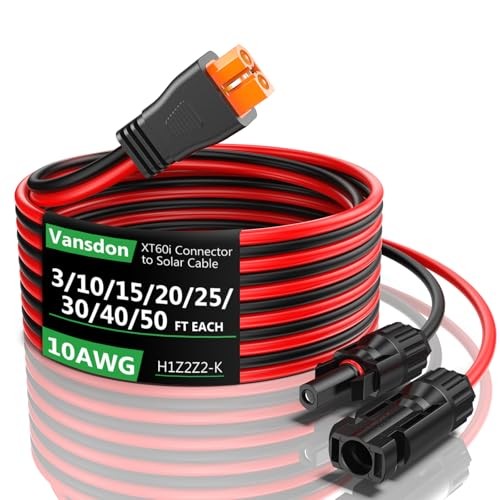 Solar to XT60i Extension Cable 10AWG 25FT XT60i Female to Male 10AWG-25FT