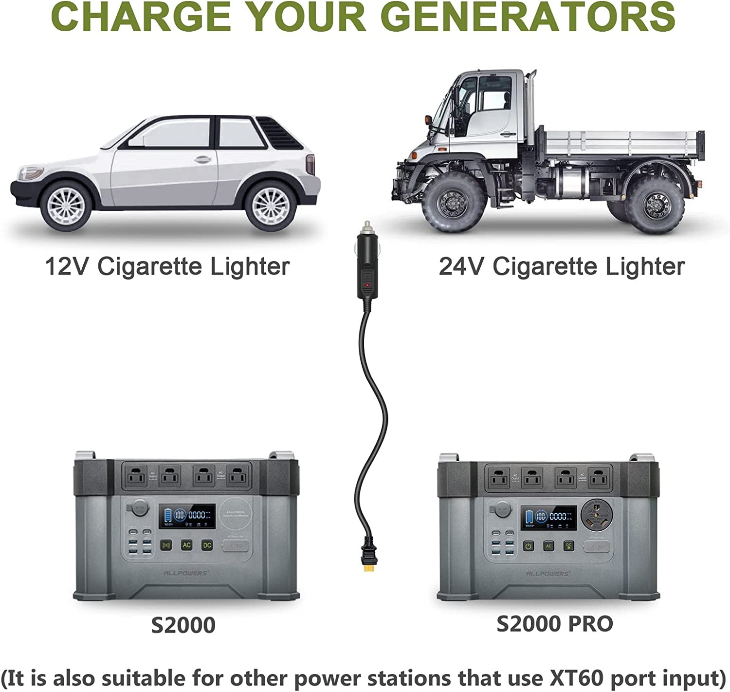 Car Cigarette Lighter to XT60 Connector Power Pole Solar Extension Cable 1.5M