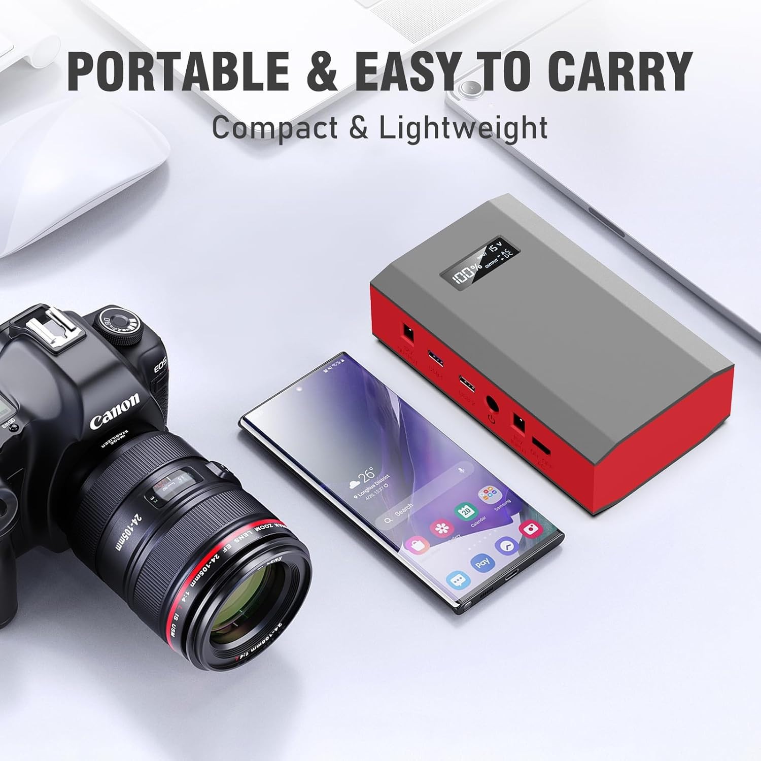 65W AC DC Portable Power Bank Fast Charger Mini Generator & 30W Solar Panel Kit