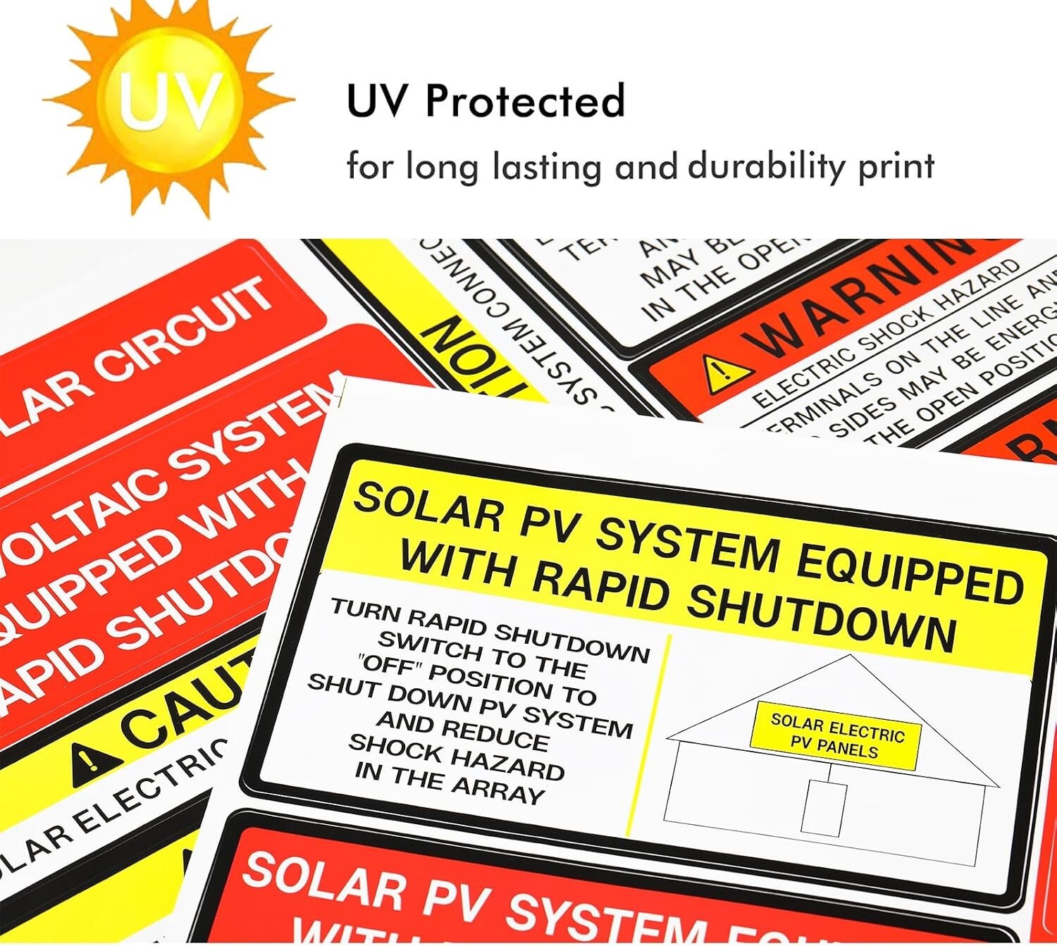 Photovoltaic Installer Label Kit – 48 Vinyl Safety Stickers for Solar Systems